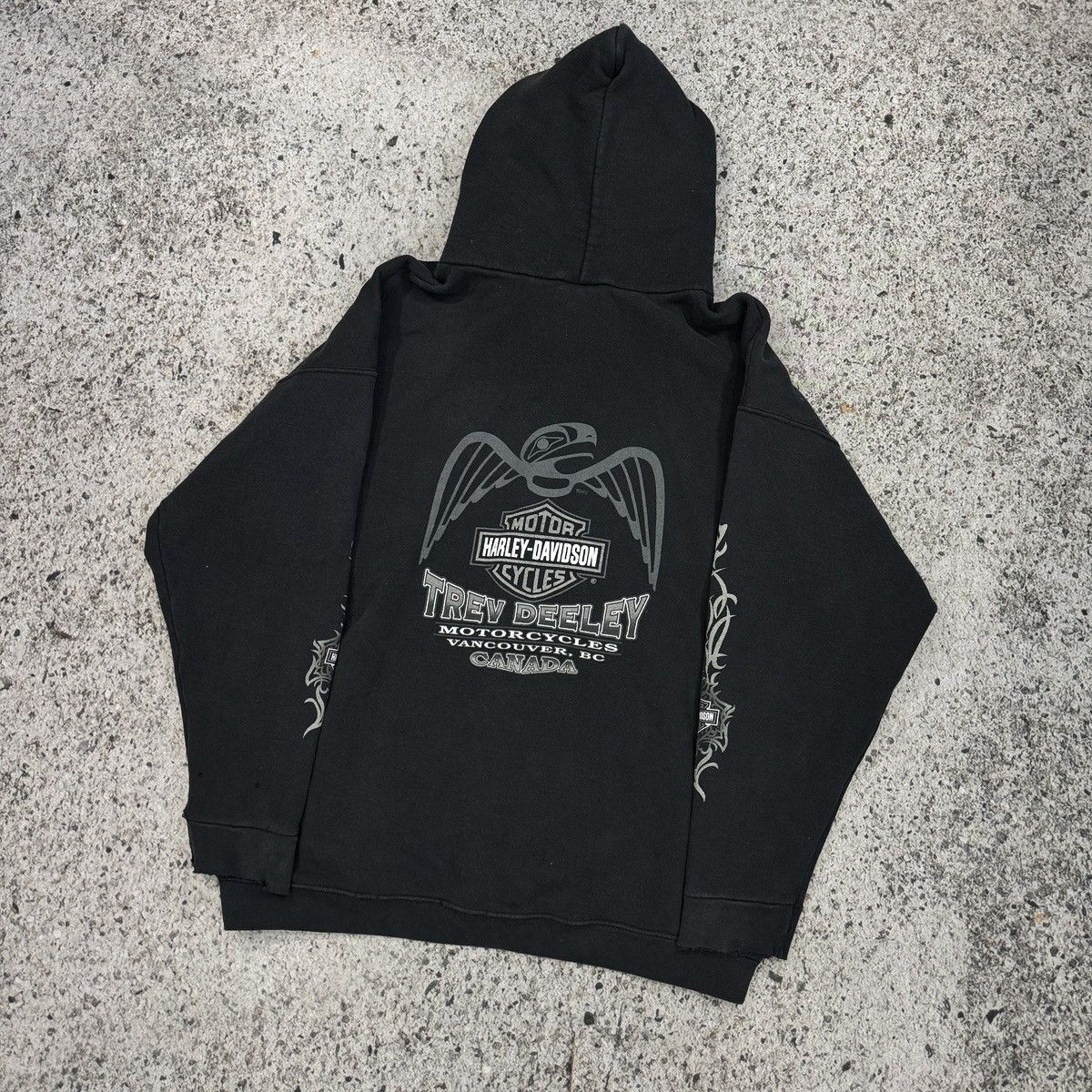 Harley Davidson Thrashed Faded Distressed Harley Hoodie ERD Grunge Chrome Size US XXL / EU 58 / 5 - 7 Thumbnail