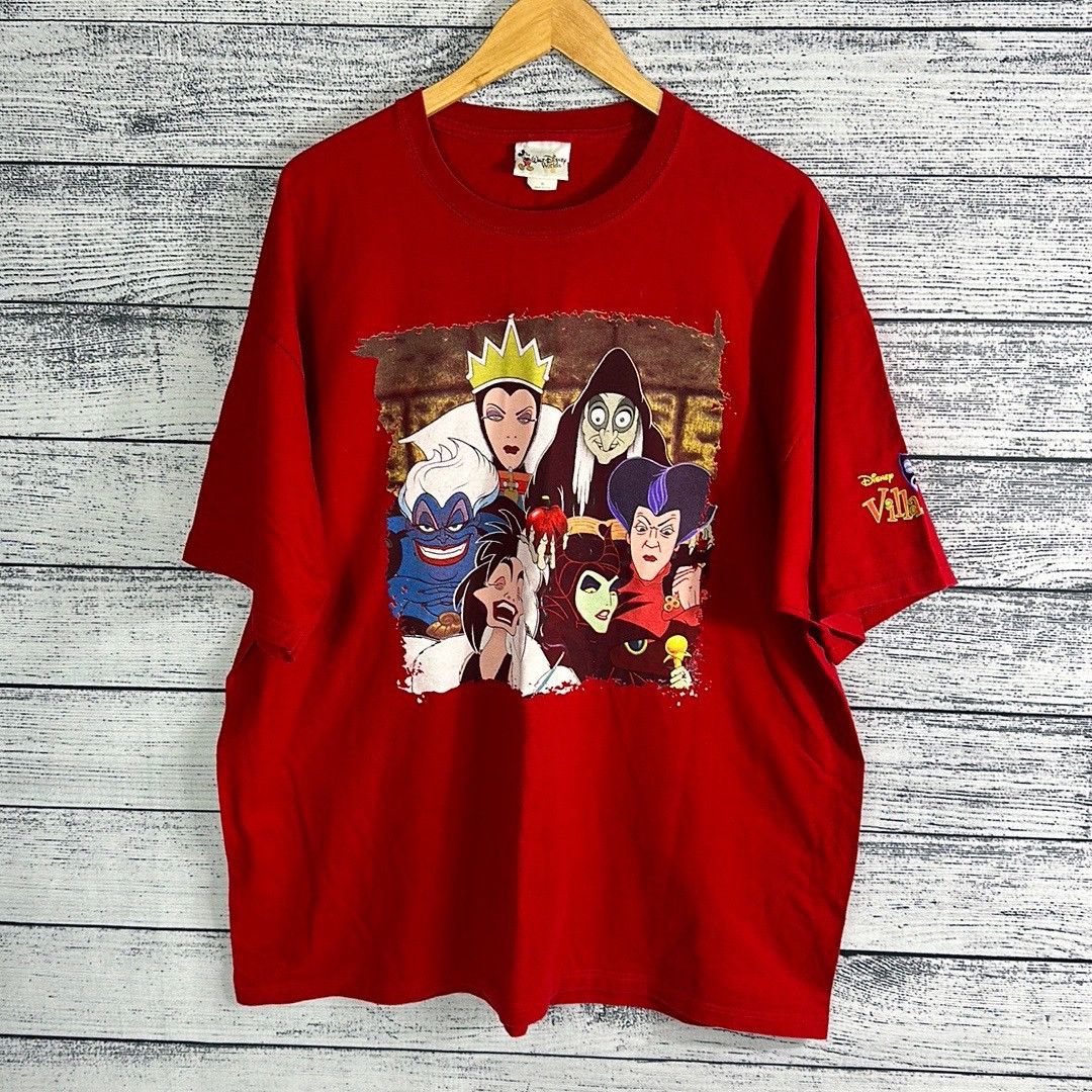 Image of Disney Villains Usa Made Walt Disney World Tee Shirt in Red, Men's (Size XL)