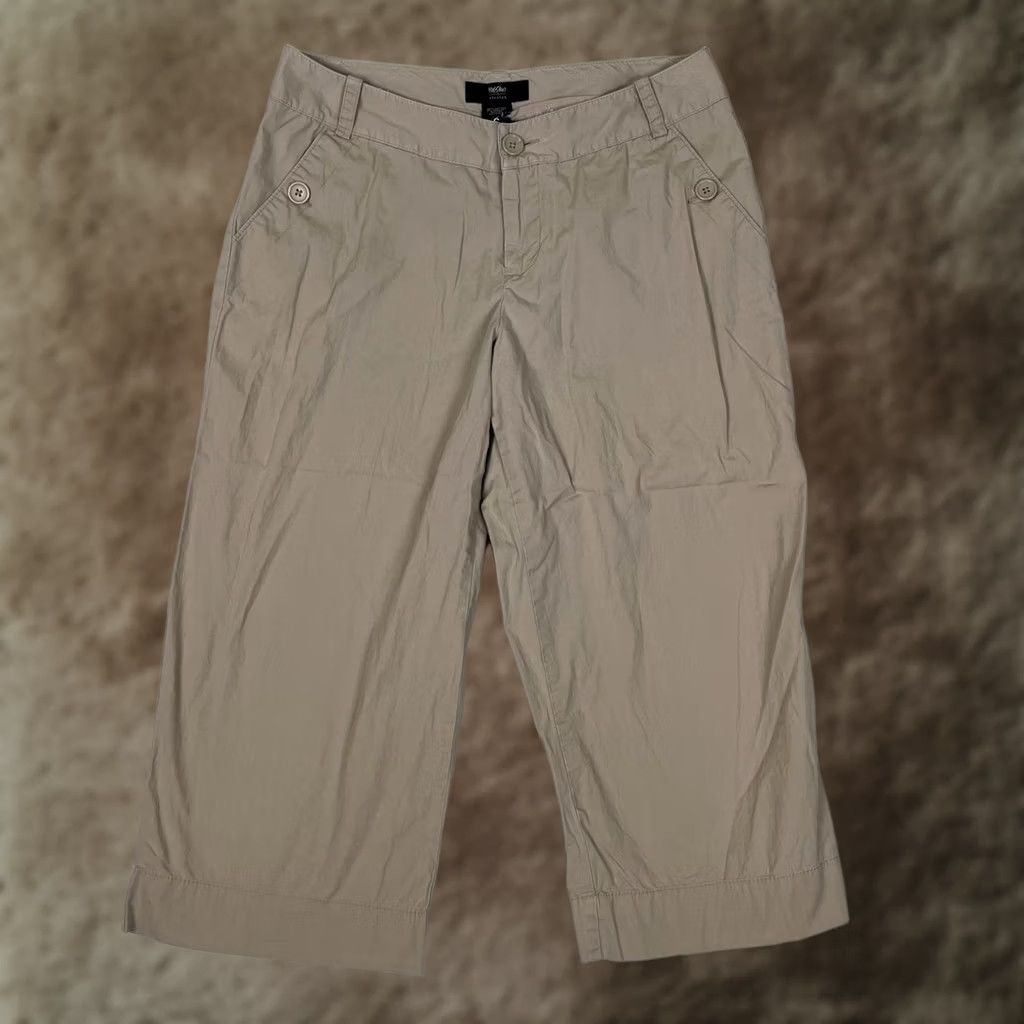 Mossimo Vintage Mossimo Pants Womens 6 Beige Twill Chino Stretch Crop Summer Y2K Capri Size 28" / US 6 / IT 42 - 1 Thumbnail