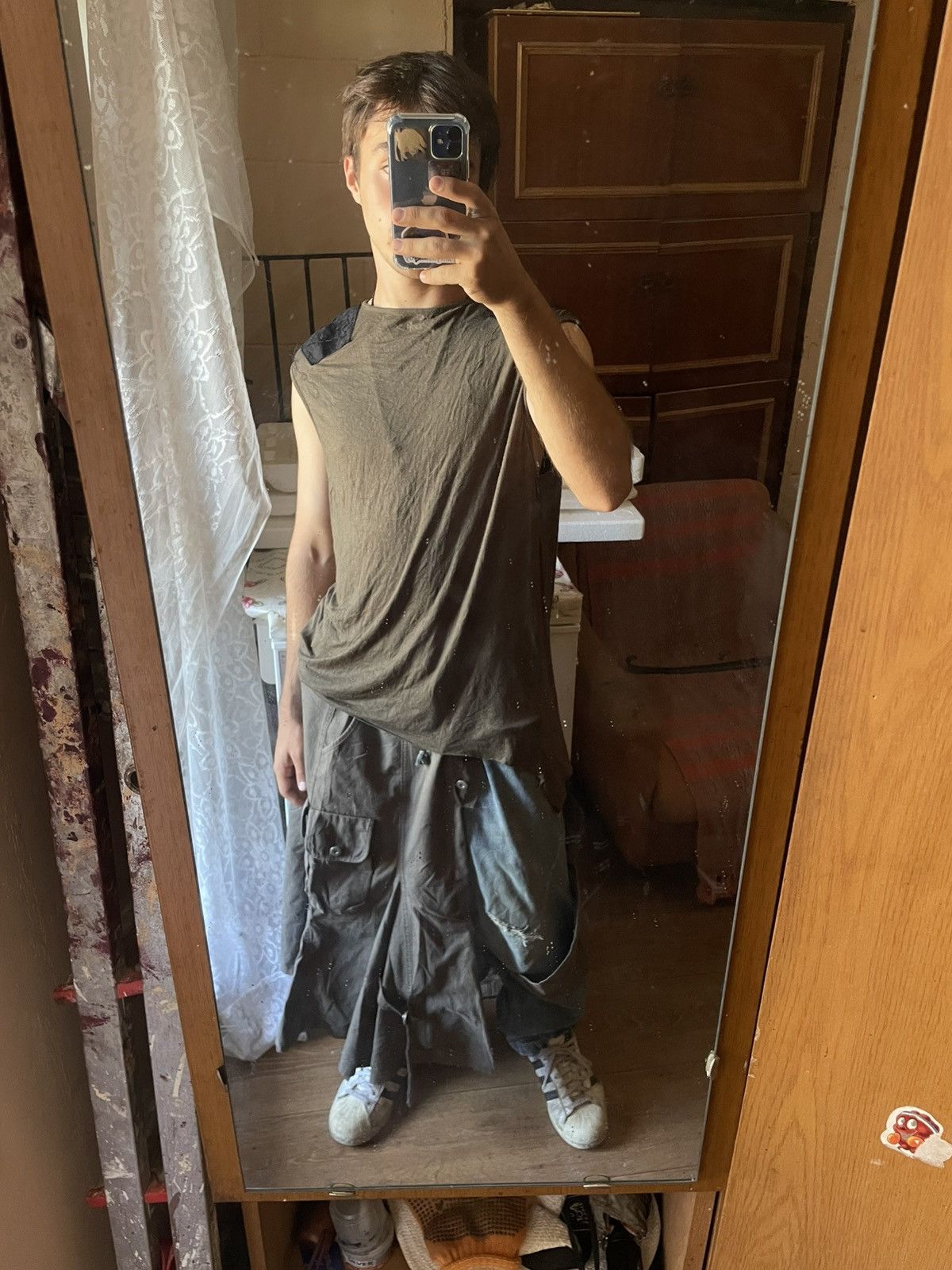 14th Addiction 2000s Skull 14th Addiction Flared Jeans Mud Wash Distressed Size US 34 / EU 50 - 1 Thumbnail