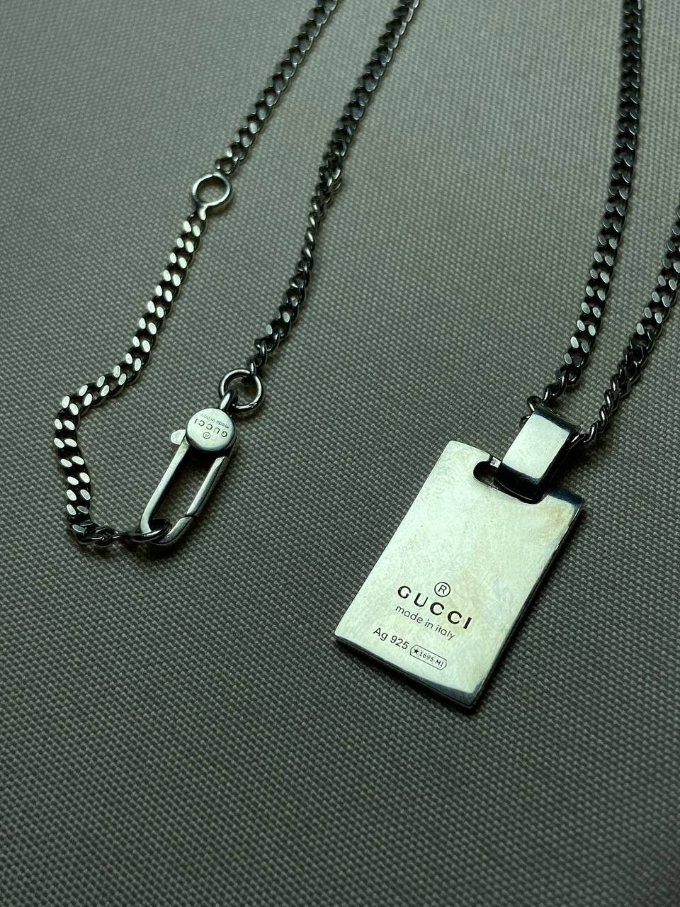 Gucci Gucci Silver Ghost Tag Pendant Necklace Silver Size ONE SIZE - 4 Thumbnail