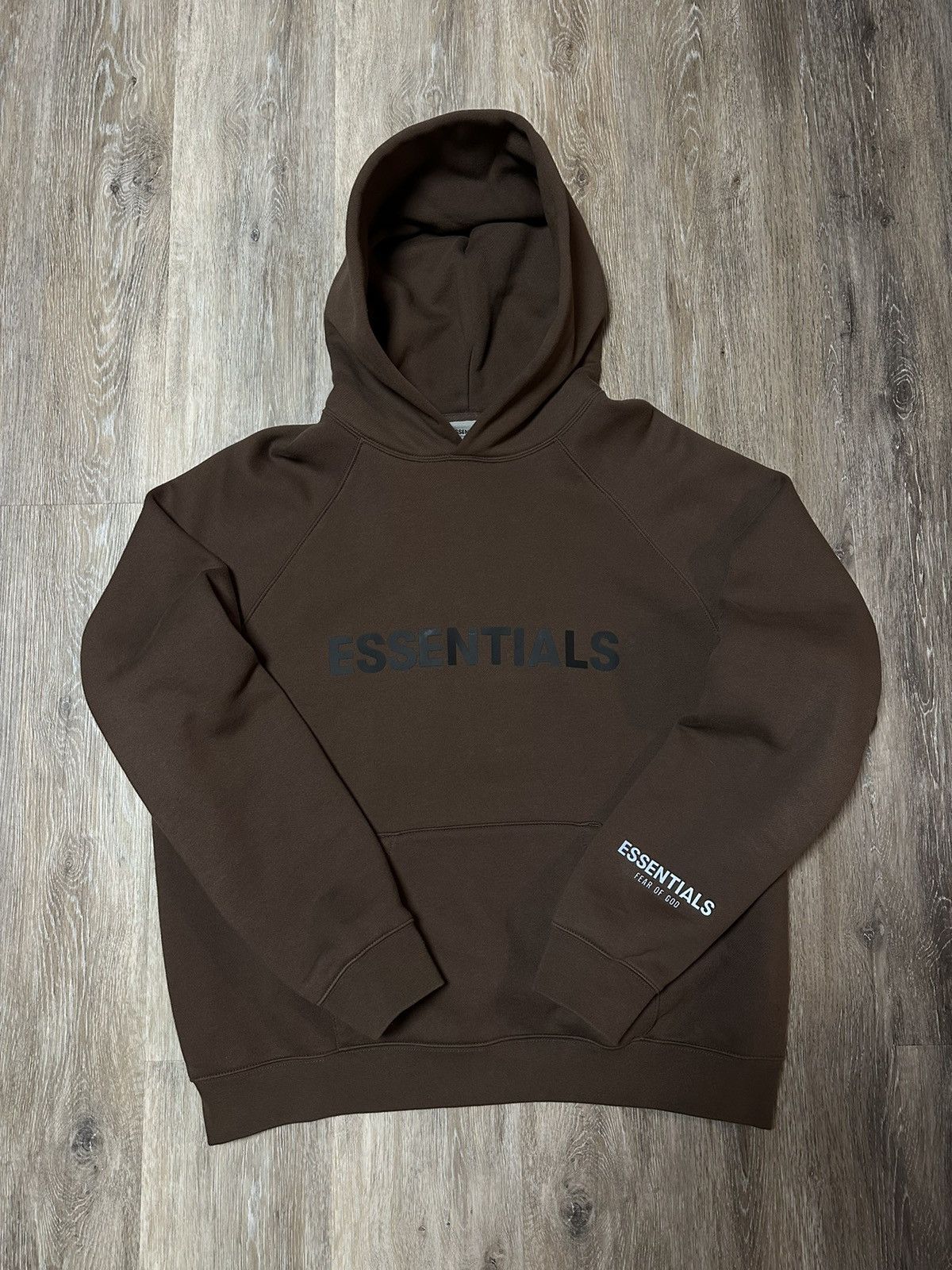 image of Essentials Front Logo Hoodie Sweatshirt Brown Chocolate, Men's (Size Large)