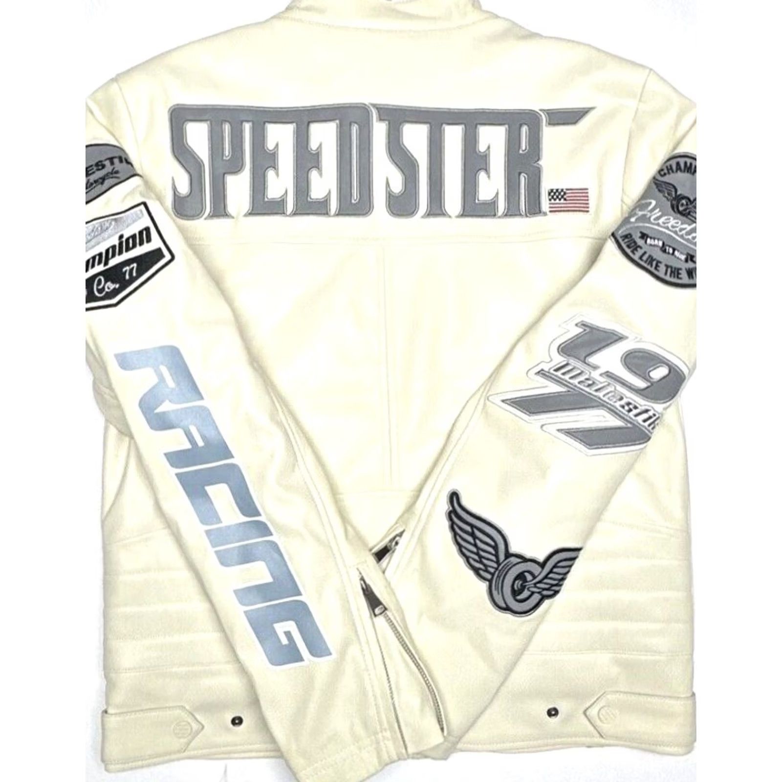 Vintage Majestik Moto Jacket Speedster Theme Vanilla Cream Logos Mens Size Medium Shirt Jacket Mens Cream Logos Moto Jacket Size US M / EU 48-50 / 2 - 3 Thumbnail