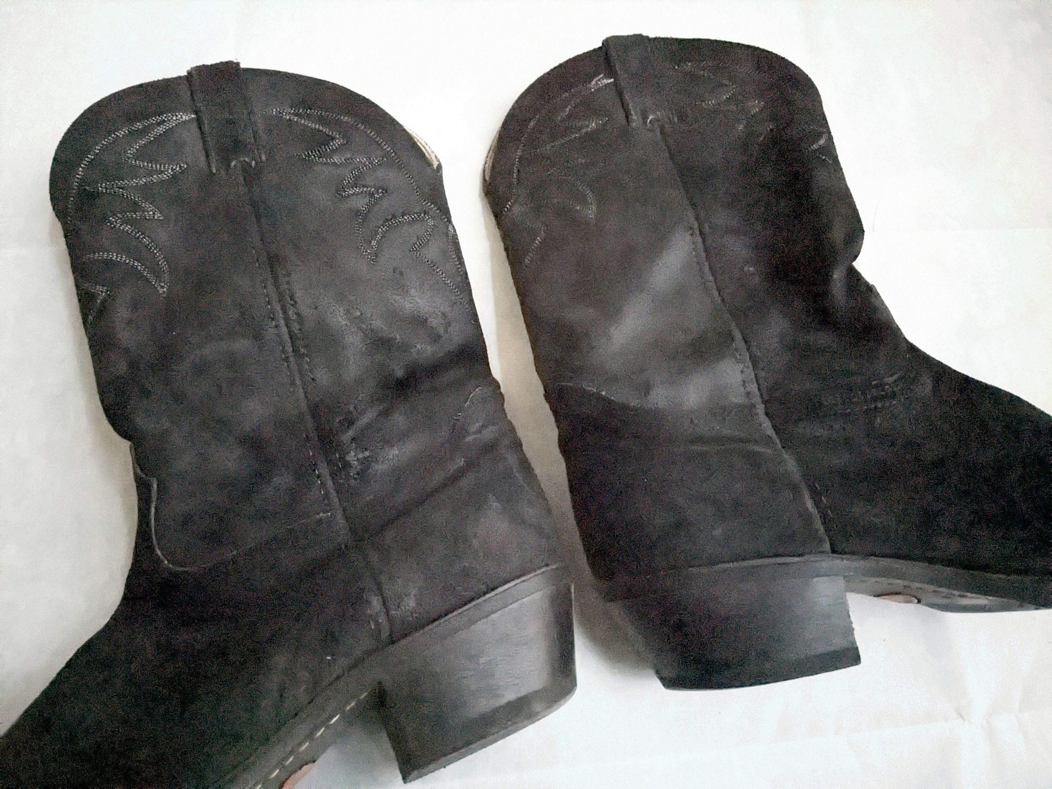 Genuine Leather Vintage Cowboy Boots Black Leather 10 W Wide USA Size US 10 / EU 43 - 3 Thumbnail