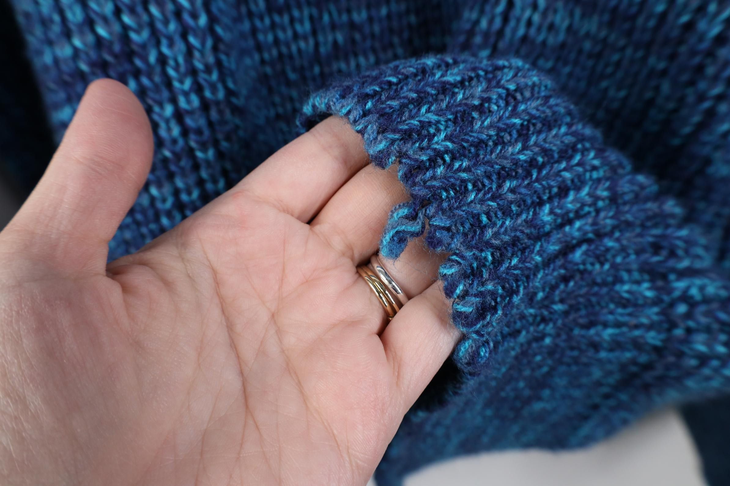 Vintage Vintage 90s Streetwear Ribbed Knit Crewneck Sweater Blue Size US L / EU 52-54 / 3 - 6 Thumbnail