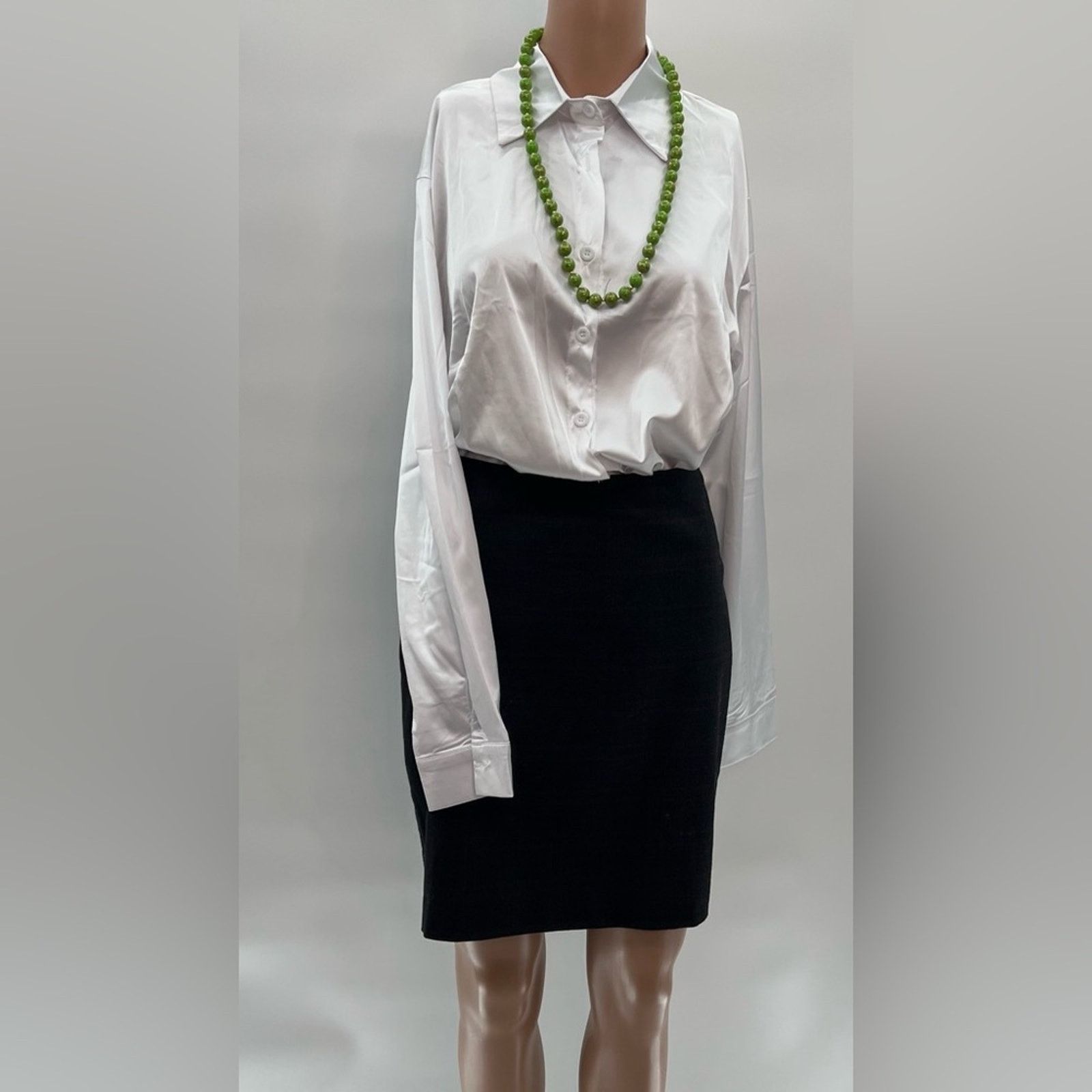 & Other Stories White Satin Polyester Button-Down Blouse – Size L NWOT Size L / US 10 / IT 46 - 1 Thumbnail
