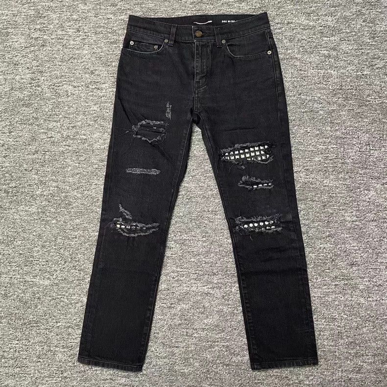 Saint Laurent Paris Saint Laurent ParisD02 Patchwork Rivet Jeans 2504-Nextarro Size US 29 - 1 Thumbnail