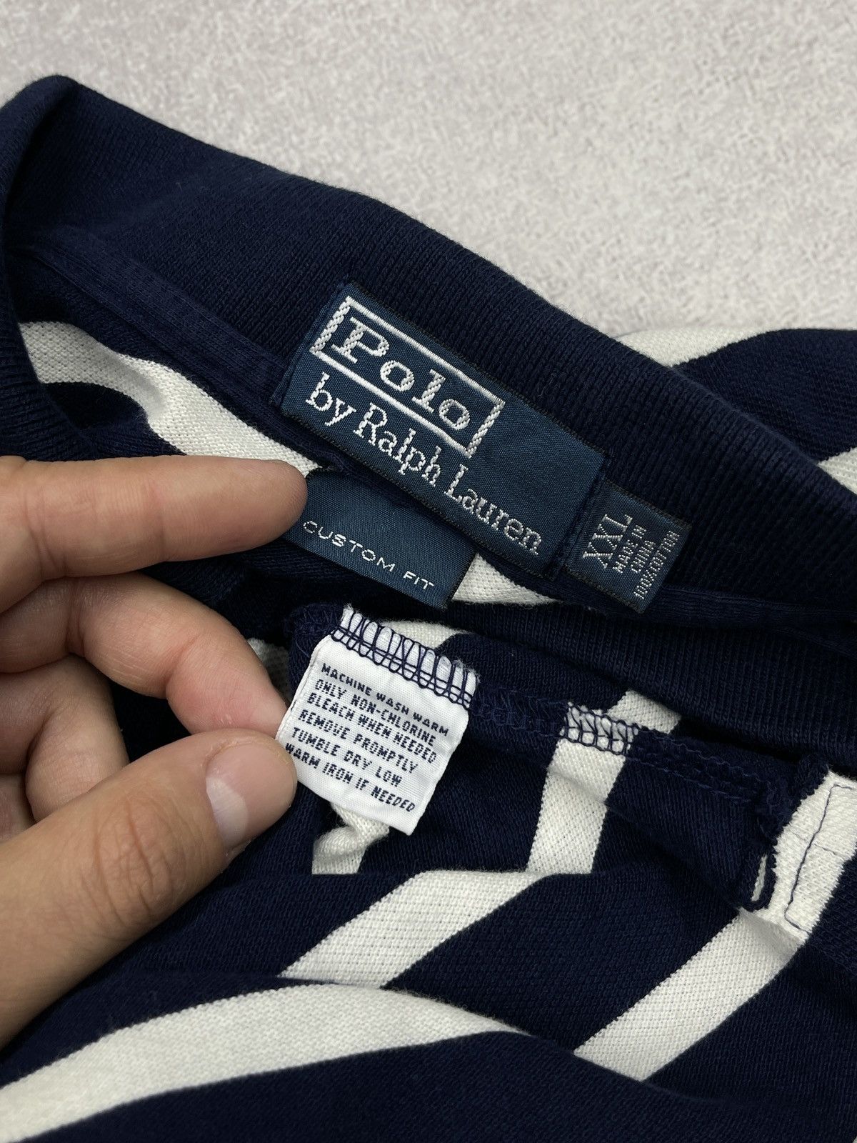 Polo Ralph Lauren Vintage Polo Ralph Lauren Striped Polo Rugby Navy/White Y2K Size US XXL / EU 58 / 5 - 6 Thumbnail