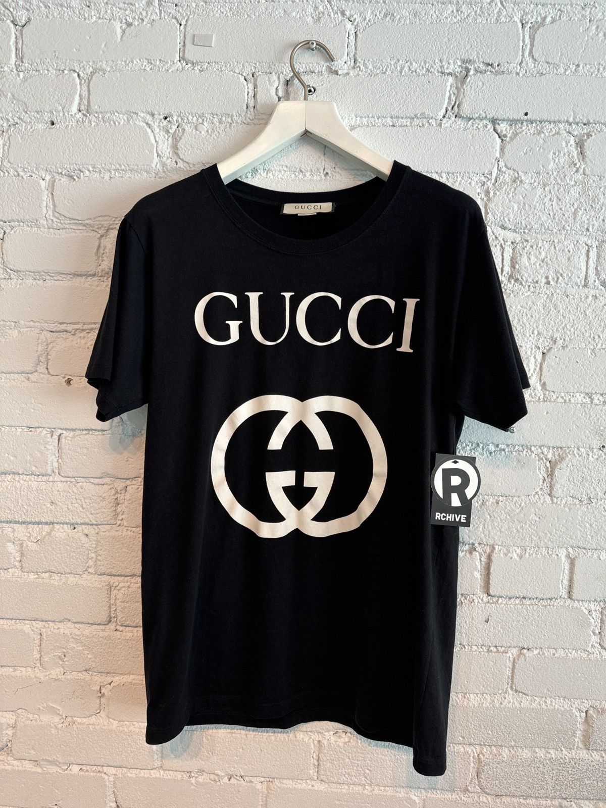 image of Gucci Oversized Logo Tee in Black, Men's (Size XS)