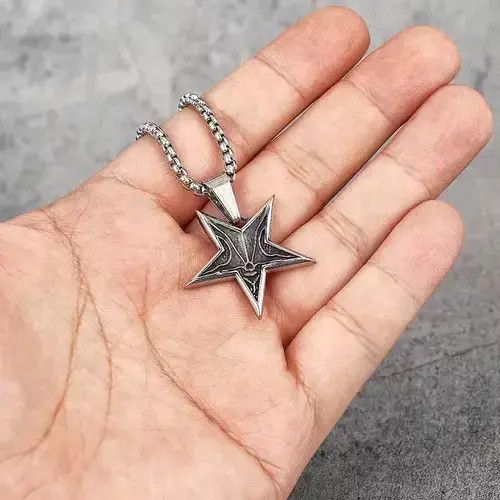Jewelry Demon Pentagram Skull Pendant Necklace Size ONE SIZE - 3 Thumbnail