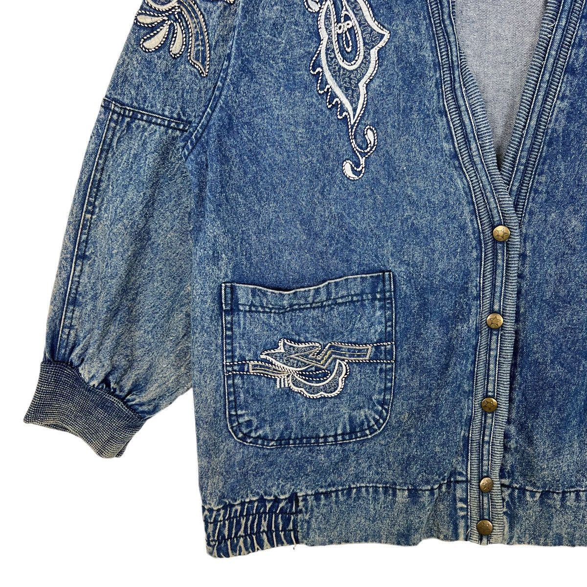 Indigo × Japanese Brand 🔥 1970s INDIGO EMBROIDERY CARDIGAN JACKET Size US M / EU 48-50 / 2 - 2 Thumbnail