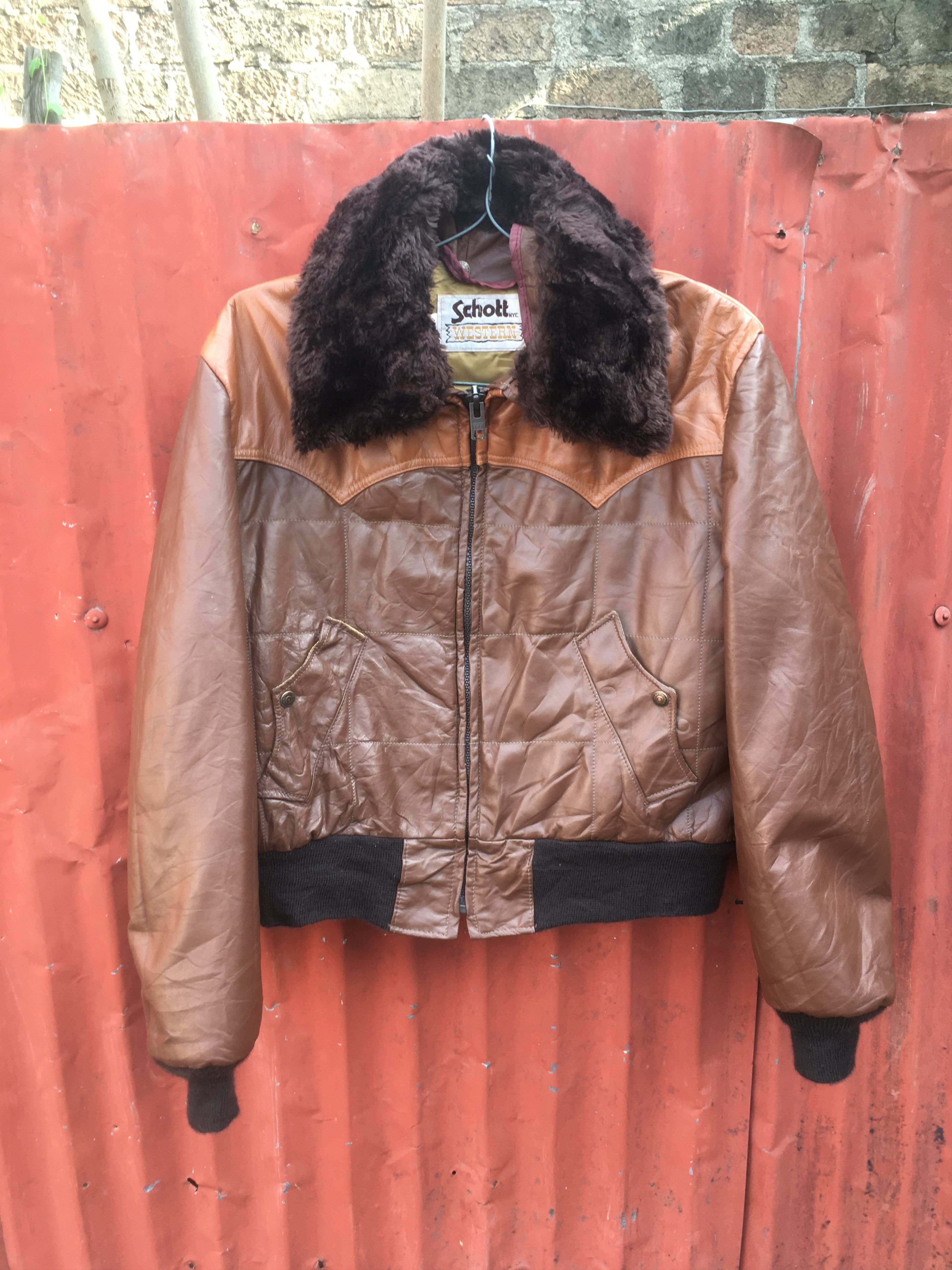 Schott VTG Rare Schott NYC BROWN Bomber leather jacket sz USA 44 Size US L / EU 52-54 / 3 - 21 Thumbnail