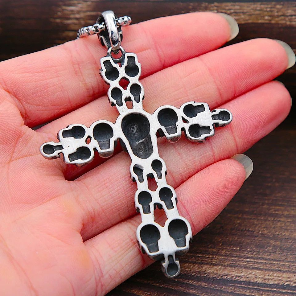 Jewelry Retro Cross Skull Pendant Necklace Size ONE SIZE - 4 Thumbnail