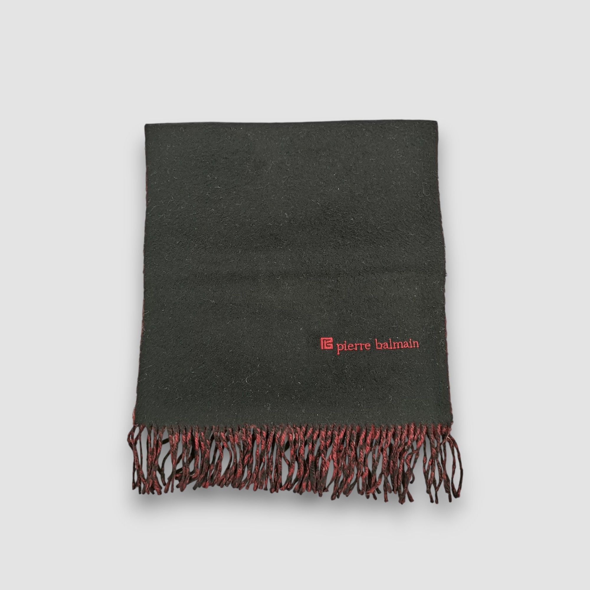 Japanese Brand Vintage Pierre Balmain Scarf Fringe Muffler Wool Scarves Size ONE SIZE - 2 Thumbnail