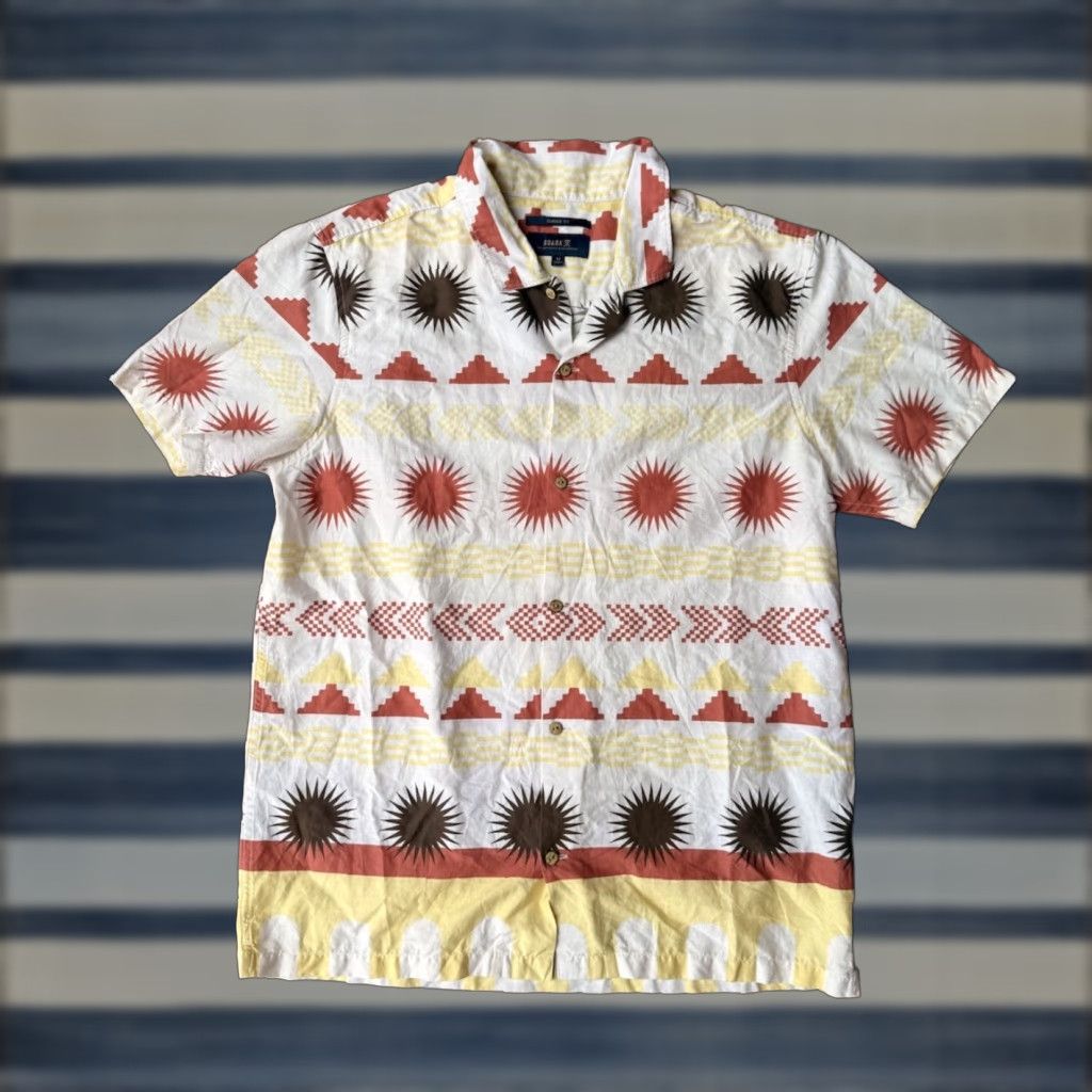 Roark Roark Gonzo Short Sleeve Button Shirt Mens Medium Almond Paste Multicolor Hawaiian Graphic Print Travel Casual Button-Up Collared Spread Size US M / EU 48-50 / 2 - 1 Thumbnail