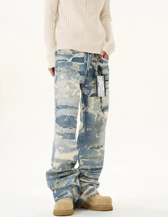 Jean Kihara x Ezawa Wide Leg Jeans Torn & Shredded Denim Size US 30 / EU 46 - 4 Thumbnail