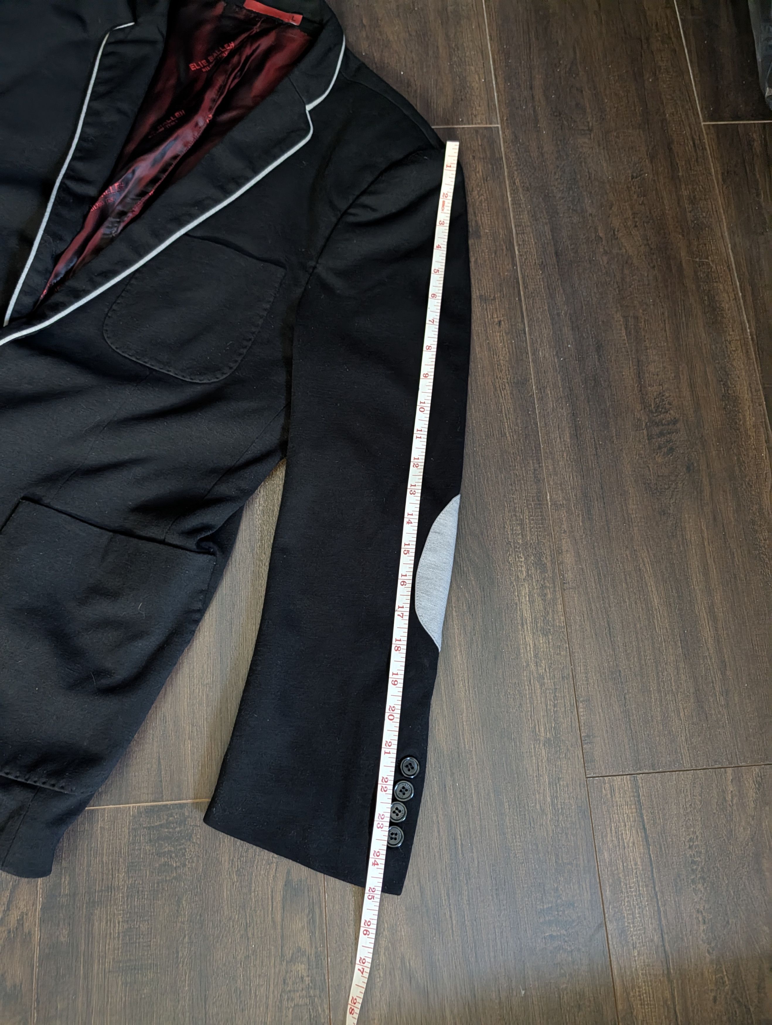 Elia Maurizi ELIE BALLEH Black fleece elbow patch smoking jacket Size 42R - 18 Thumbnail
