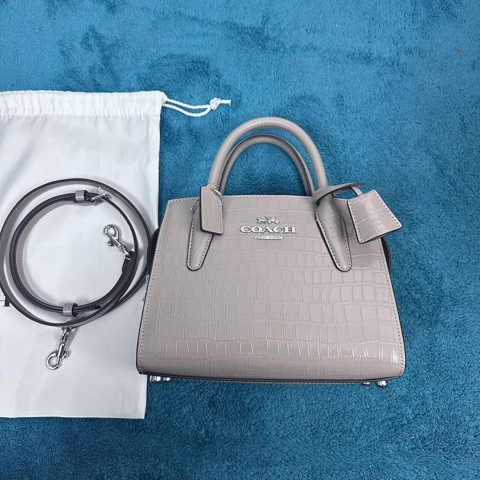 Coach Coach 22 Croc-Embossed Leather Crossbody Slate Gray S Size ONE SIZE - 1 Thumbnail