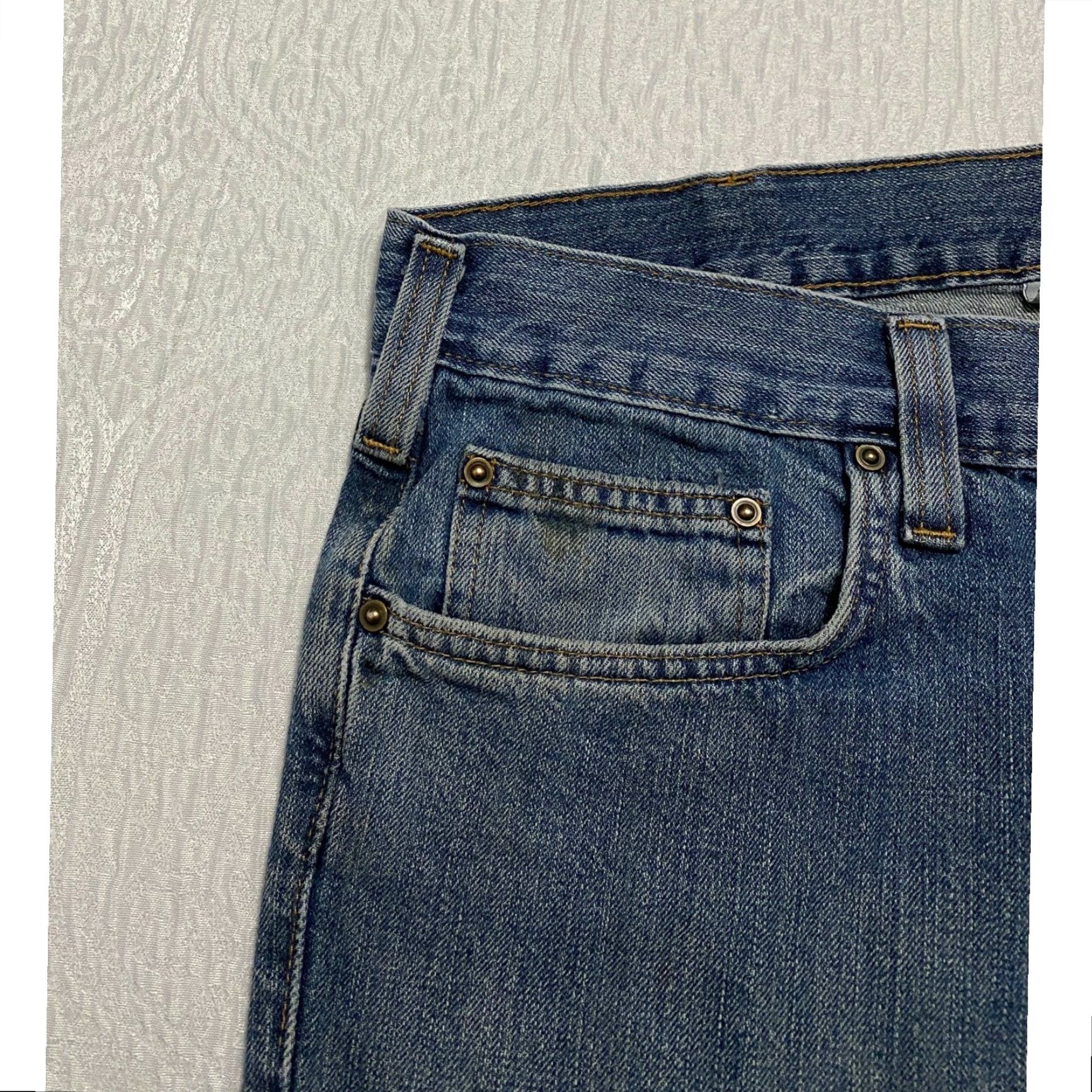 Carhartt Carhartt Jeans Men 36x34 Relaxed Straight Denim Blue Cotton Workwear 5-Pocket Zipper Button Logo Distressed Nicaraguan Spring Summer Fall Winter Mens Size US 36 / EU 52 - 3 Thumbnail