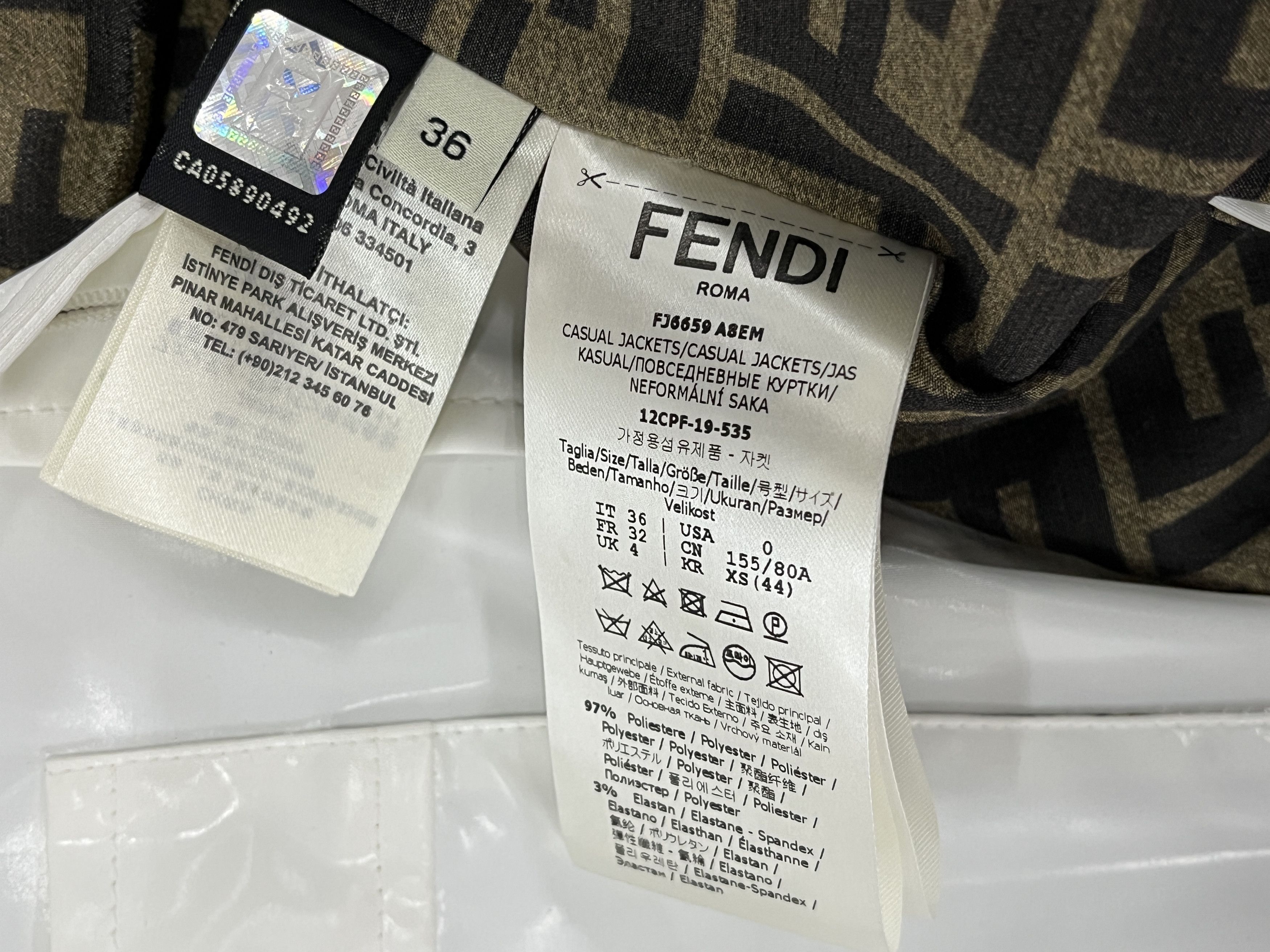 Fendi Fendi White Synthetic Shirt Jacket Size XS / US 0-2 / IT 36-38 - 7 Thumbnail