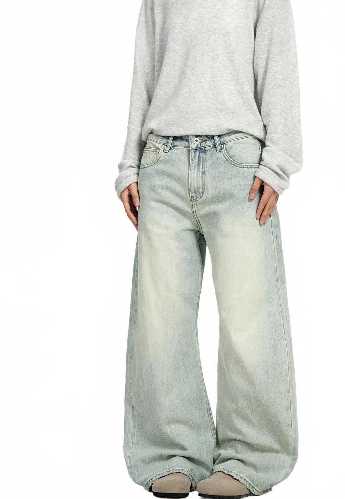 Japanese Brand Light Blue Wide Leg Denim Jeans, Loose Fit Jeans Size US 30 / EU 46 - 2 Thumbnail