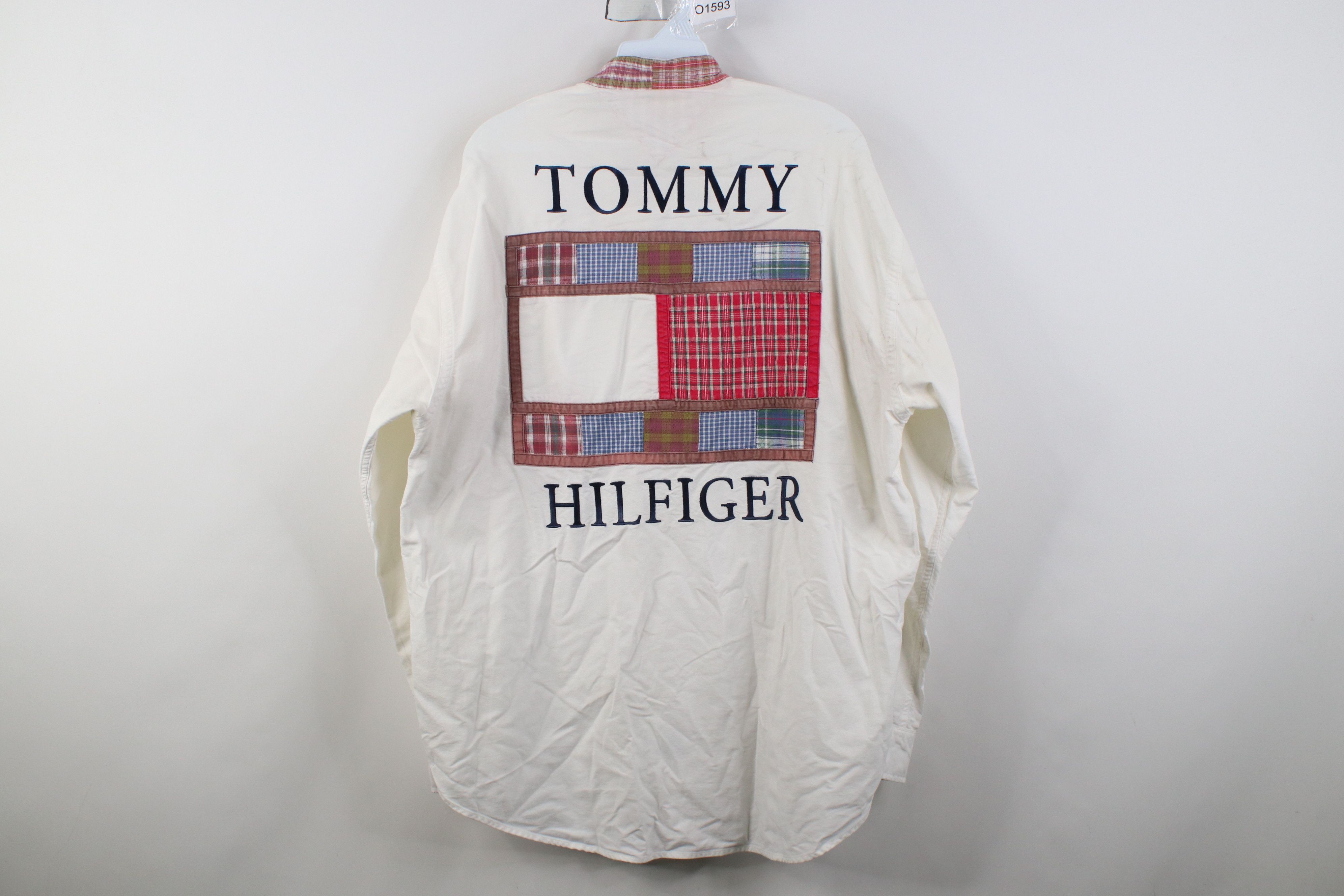 Tommy Hilfiger Vintage 90s Tommy Hilfiger Band Collar Button Shirt Size US L / EU 52-54 / 3 - 1 Thumbnail