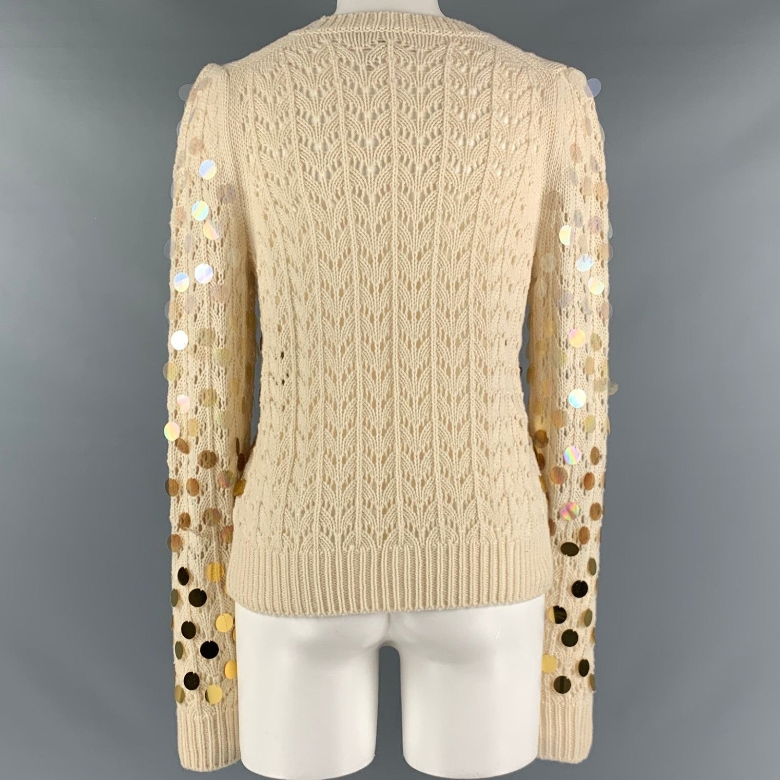 Marc Jacobs MARC JACOBS Size M Cream Gold Wool Cashmere Payettes Sweater Size M / US 6-8 / IT 42-44 - 4 Thumbnail
