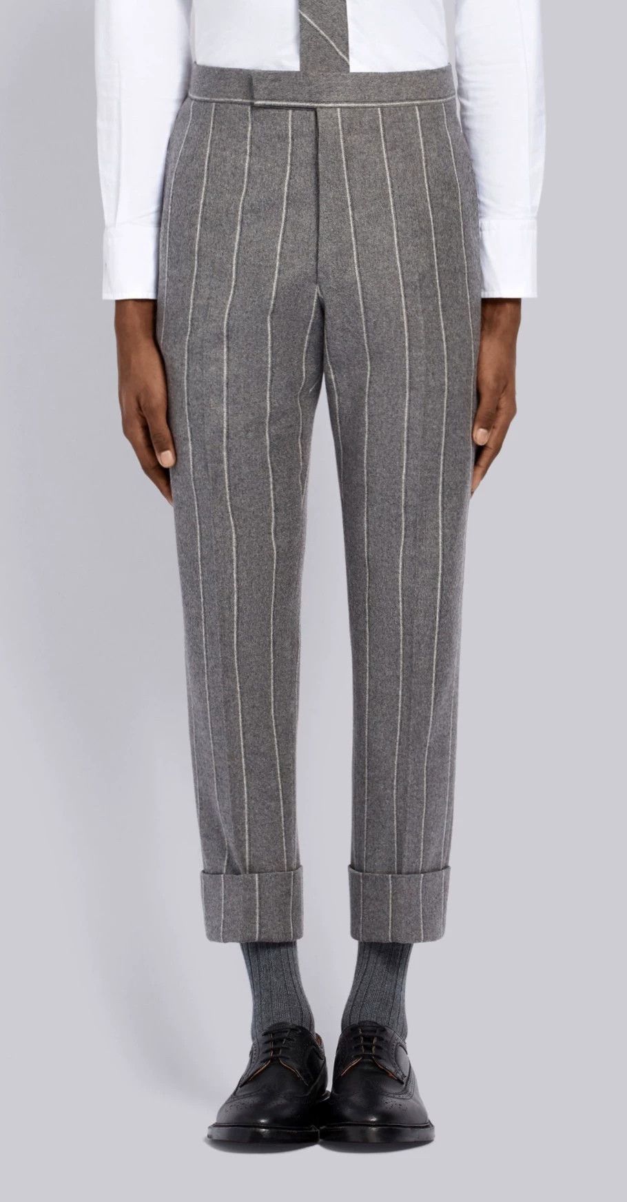 Thom Browne Thom Browne Men's Hi-Waisted Stripe Wool Trousers MidGray 2 Size US 32 / EU 48 - 7 Thumbnail