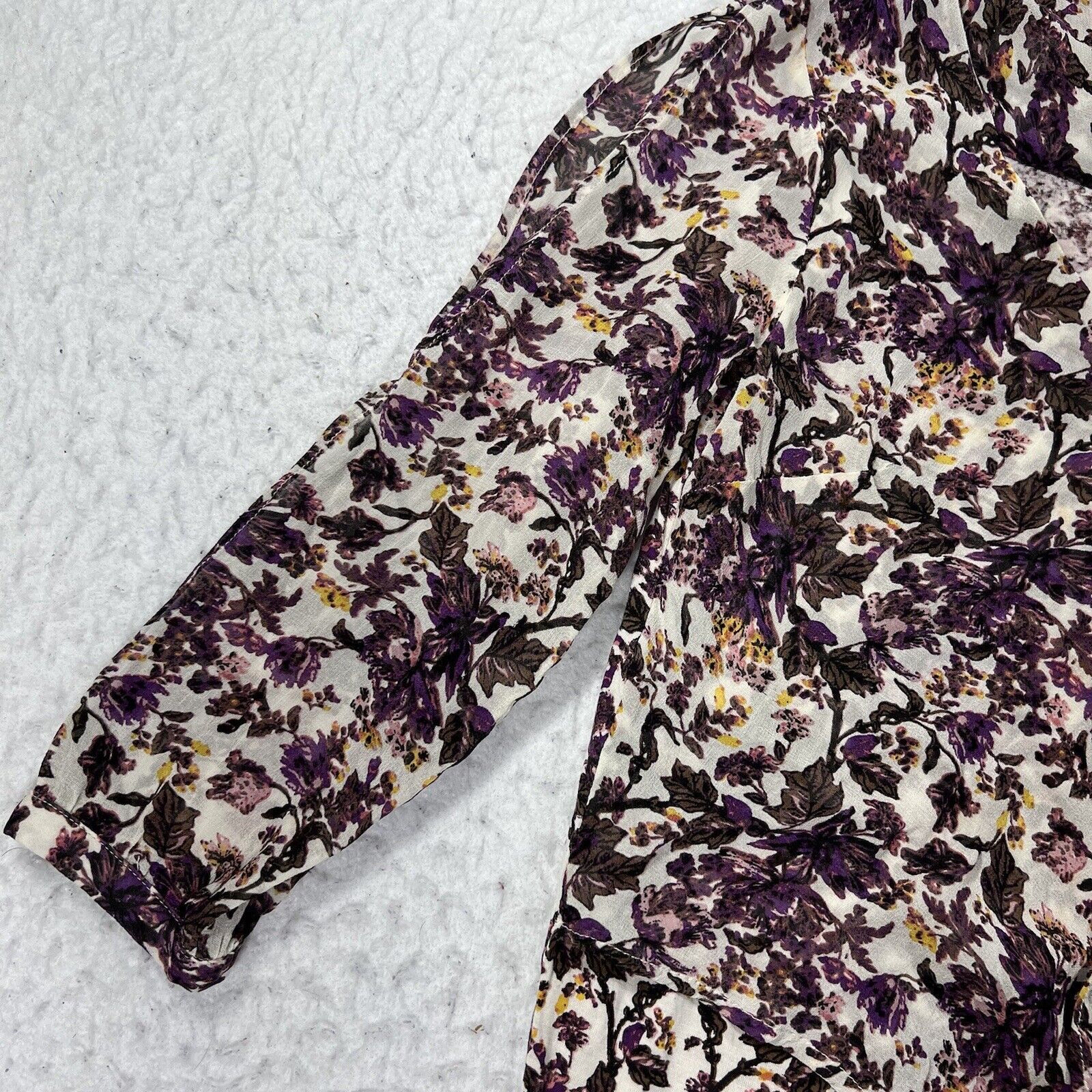 Lucky Brand Lucky Brand Purple Floral Cold Shoulder Layered Top Size XS / US 0-2 / IT 36-38 - 5 Thumbnail