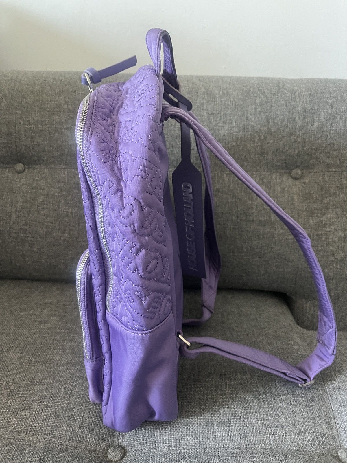 House Of Holland House of Holland Quilted Logo Backpack Purple Size ONE SIZE - 4 Thumbnail