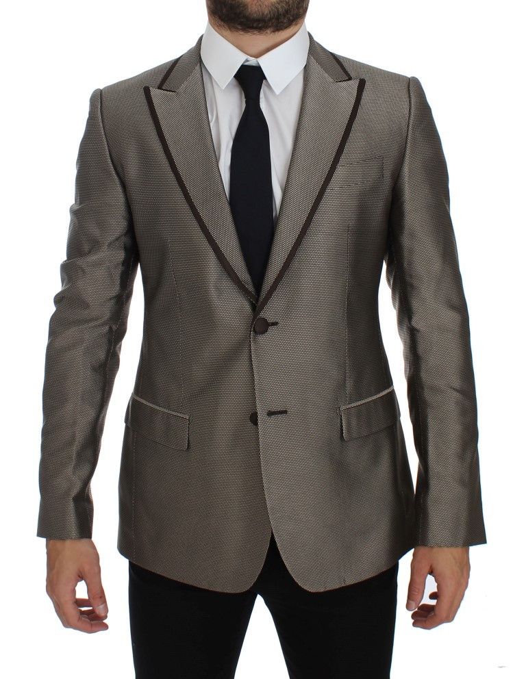 Dolce & Gabbana Elegant Brown Silk Two-Button Slim Men's Blazer Size 38R - 1 Thumbnail
