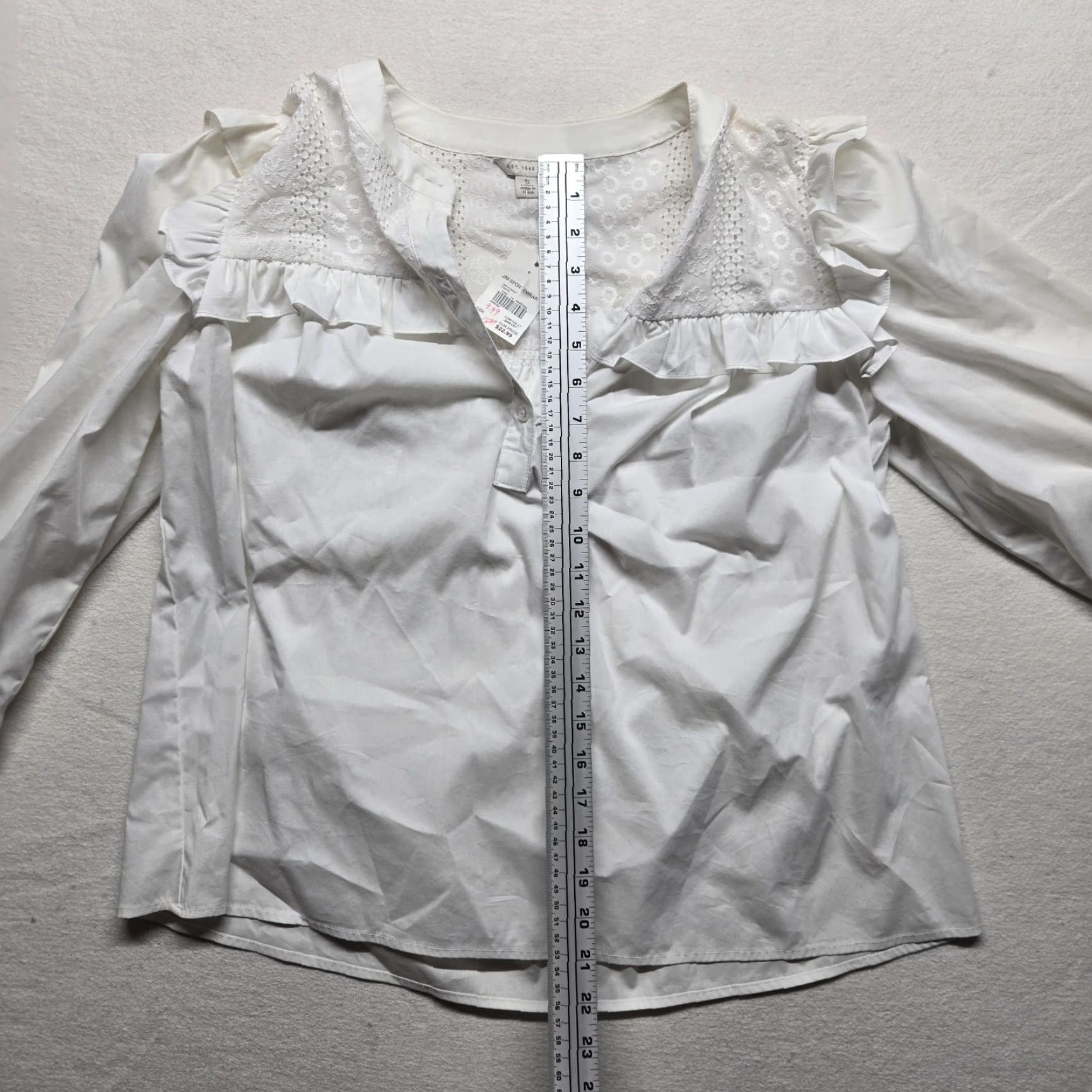 Vintage EST. 1946 Shirt Women S White Adult Small NEW Solid Flaps Shoulder Blouse Size S / US 4 / IT 40 - 7 Thumbnail