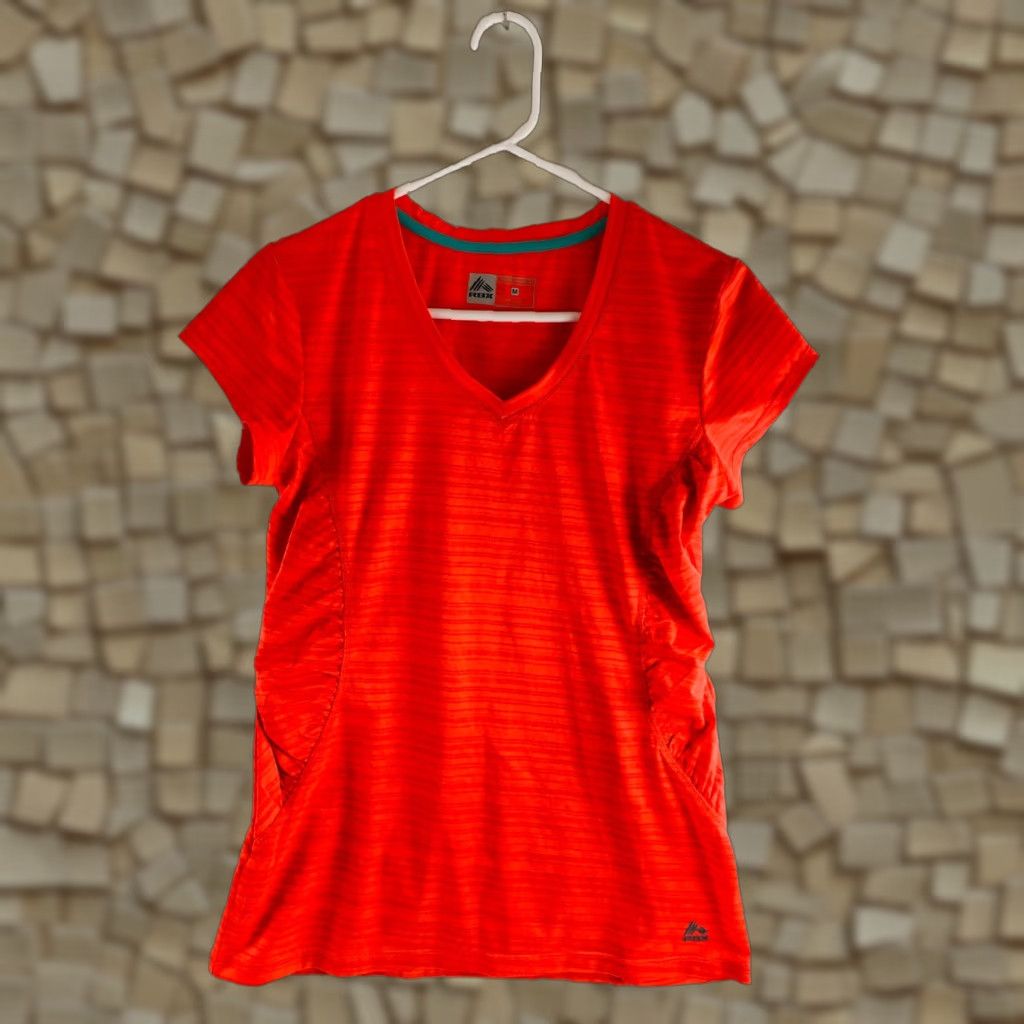 Vintage RBX Performance Shirt Women's Medium Orange Striped V-Neck Activewear Shirt Size M / US 6-8 / IT 42-44 - 1 Thumbnail