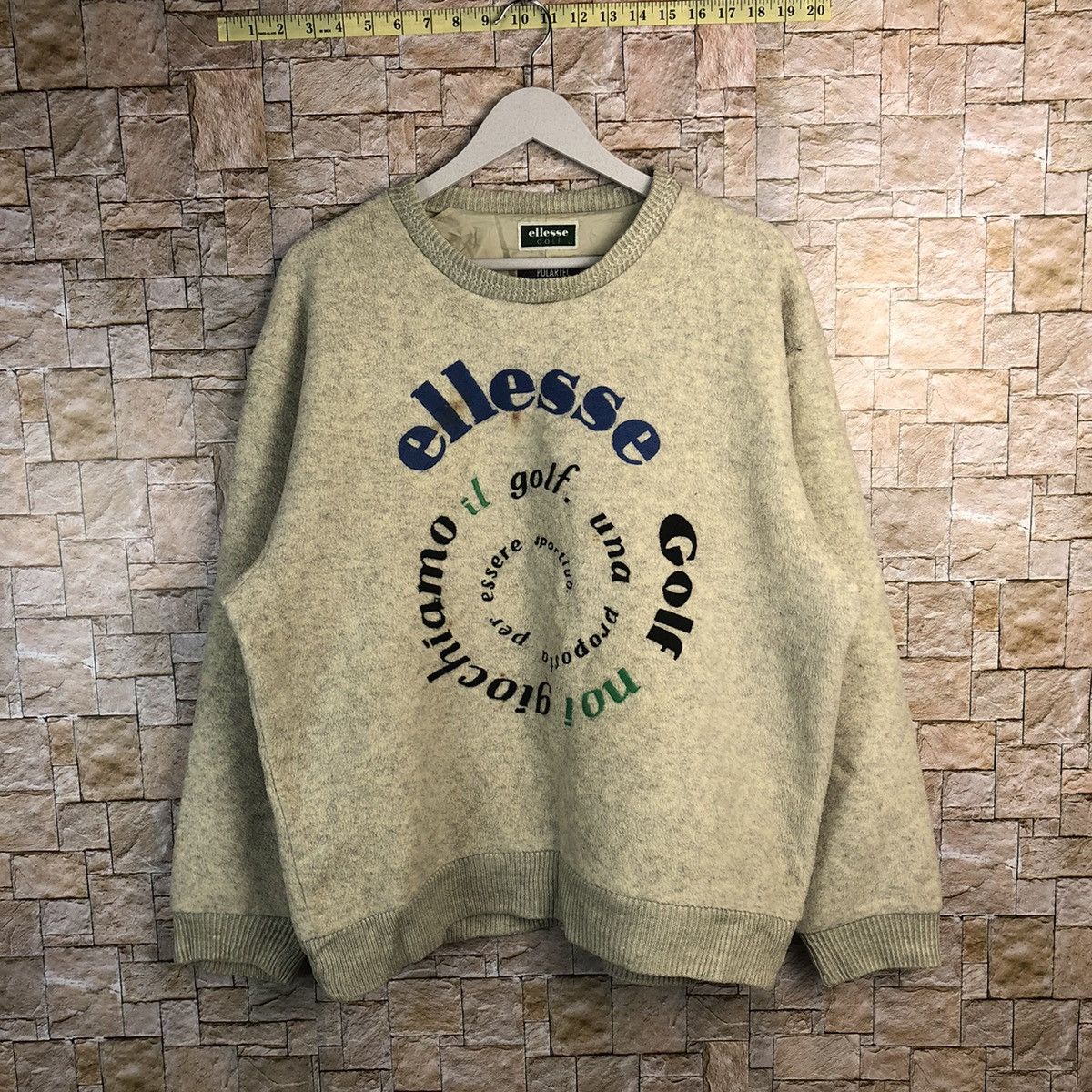 Ellesse Ellesse Golf Cream mohair Sweatshirt #A176 Size US L / EU 52-54 / 3 - 1 Thumbnail