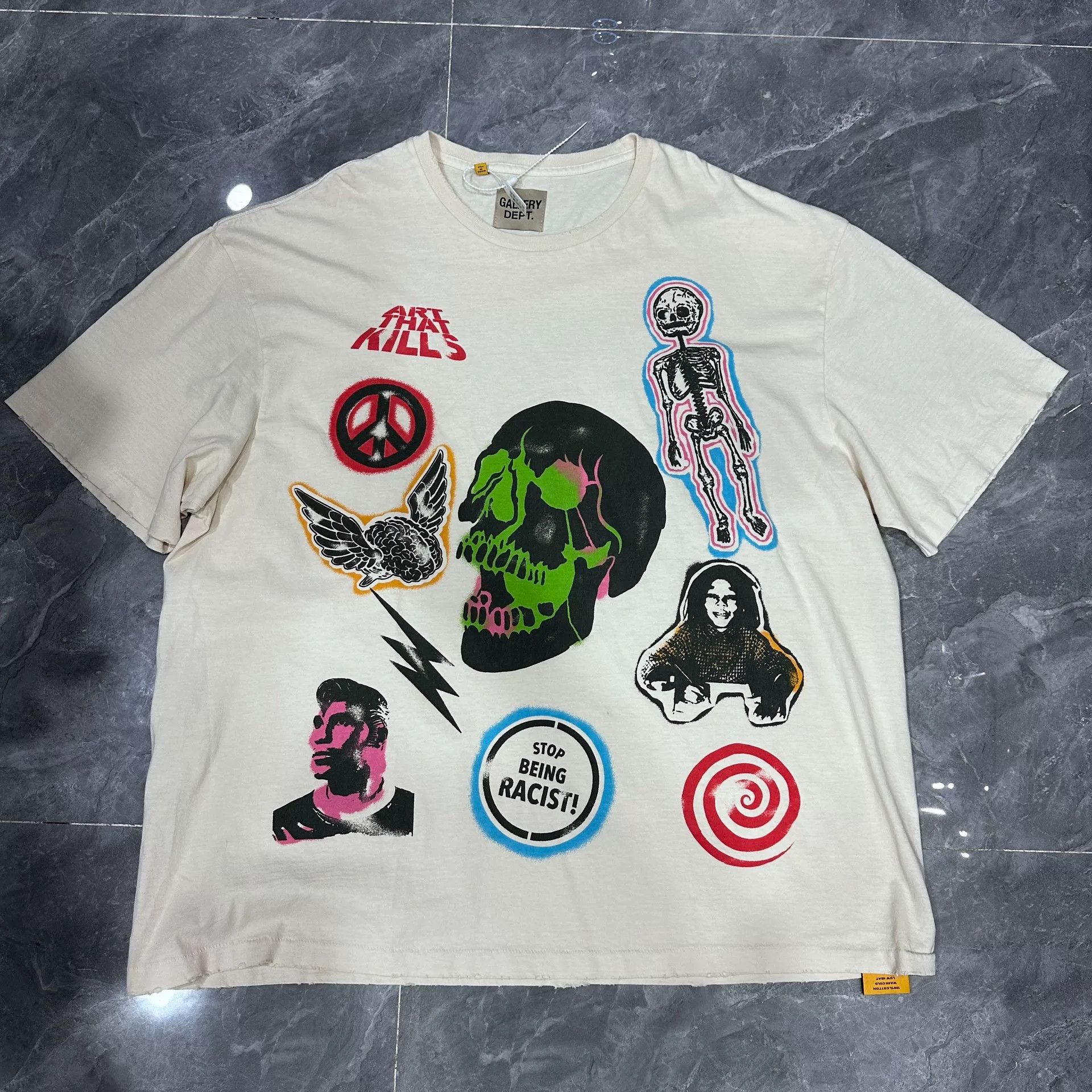 Gallery Dept. Gallery Dept Virus Skull Distressed Short Sleeve Size US XXL / EU 58 / 5 - 1 Thumbnail