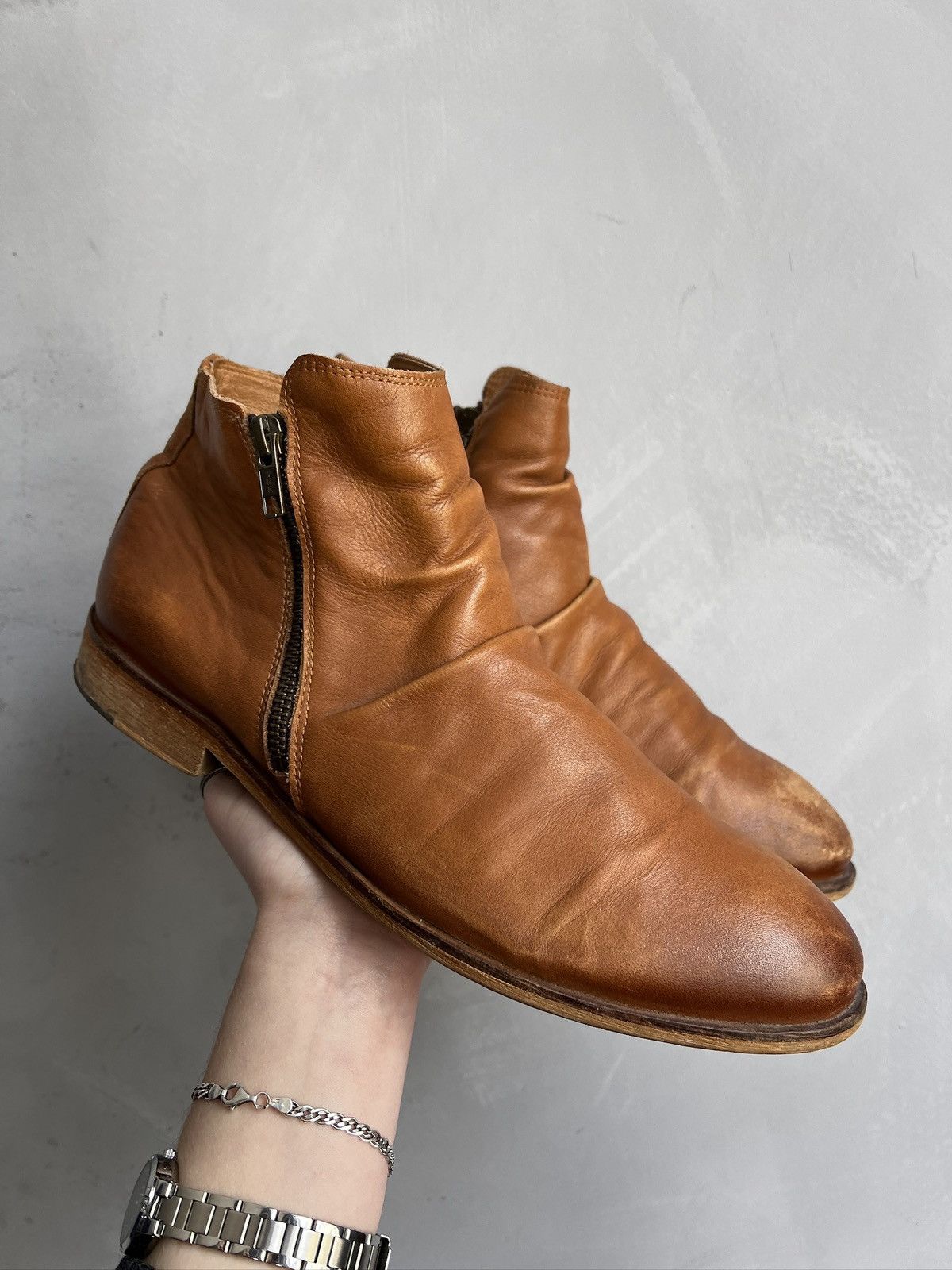 Other Orange Leather Ankle Boots Side guidi style Vintage Look Size US 9 / EU 42 - 3 Thumbnail