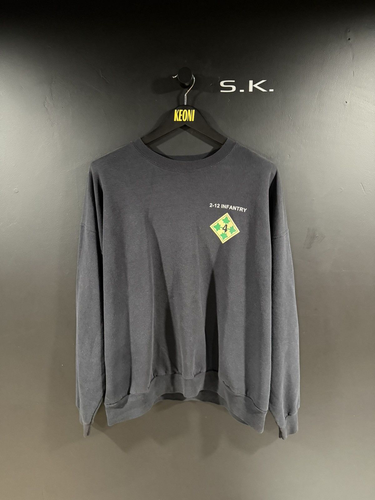 2000s Y2K Vintage Army Infantry Faded Grunge Sweatshirt XXL
