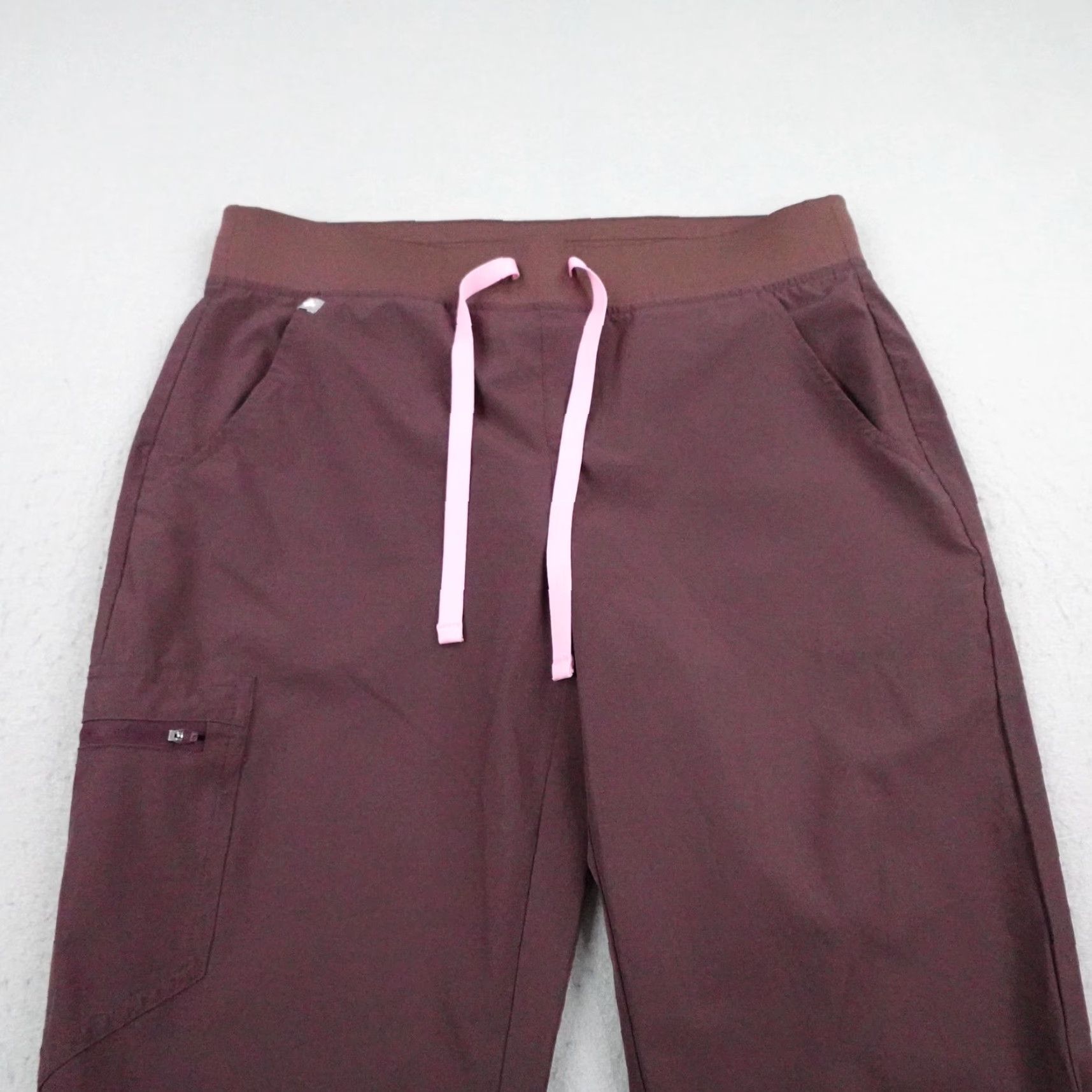 Vintage FIGS Pants Womens Medium Burgundy Zamora FREEx Jogger Scrub Bottoms Nurse Taper Size 32" / US 10 / IT 46 - 2 Thumbnail