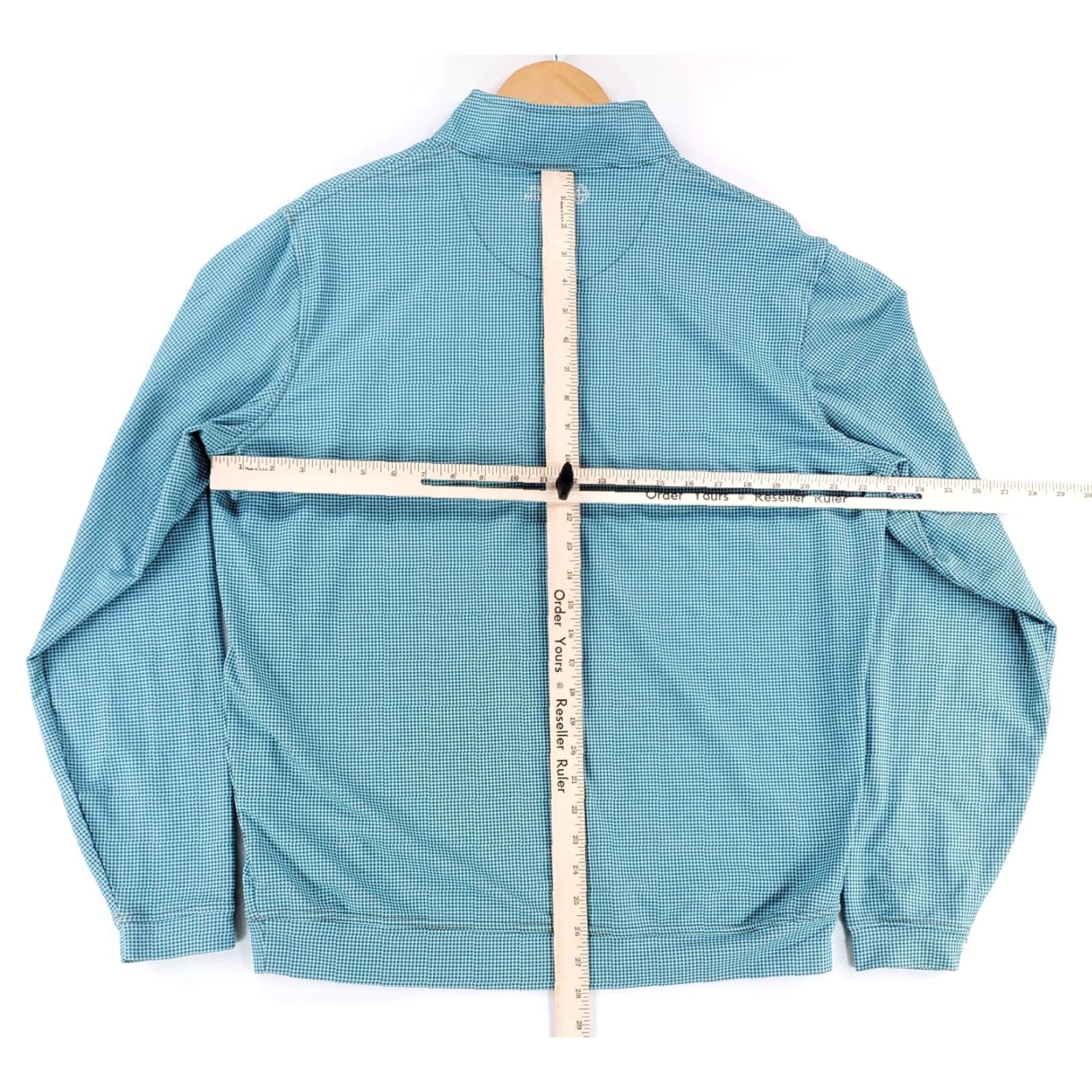 Peter Millar Peter Millar Houndstooth Perth 1/4 Zip Pullover Shirt Green Long Sleeve Mens L Size US L / EU 52-54 / 3 - 5 Thumbnail
