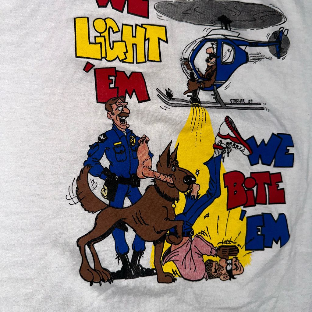 Other Vintage \"We Light Em We Bite Em\" Blue Police Dog t-shirt Size US XL / EU 56 / 4 - 3 Thumbnail