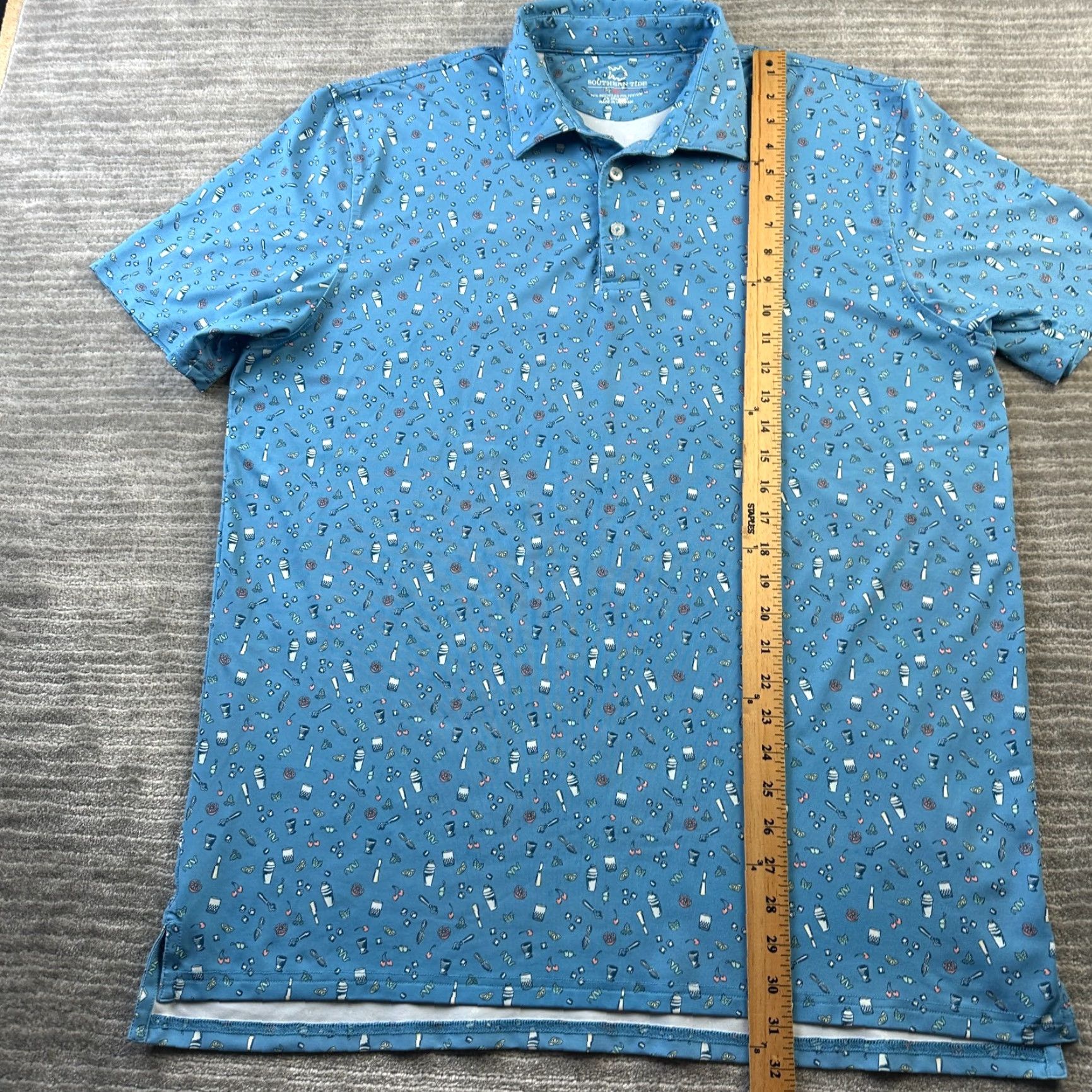 Southern Tide Southern Tide Polo Shirt Mens Extra Large All Over Print Golf Performance Size US XL / EU 56 / 4 - 8 Thumbnail