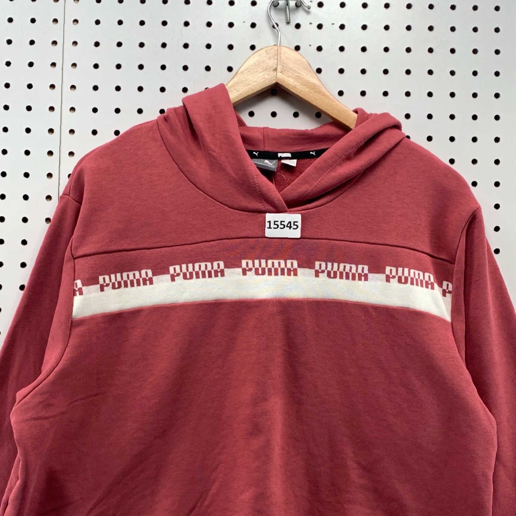 Puma PUMA Women's Cropped Hoodie Pullover Activewear Sweatshirt M Red Relaxed Long Sleeve Mens Size M / US 6-8 / IT 42-44 - 4 Thumbnail