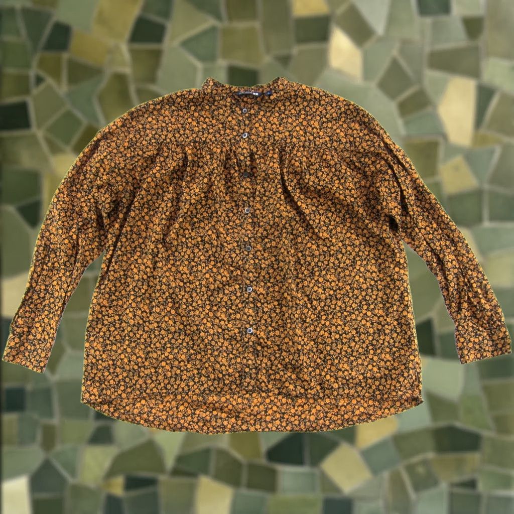 Uniqlo Uniqlo Blouse Long Sleeve Floral Button Down 100% Cotton Orange Large Women's Shirt Size L / US 10 / IT 46 - 1 Thumbnail
