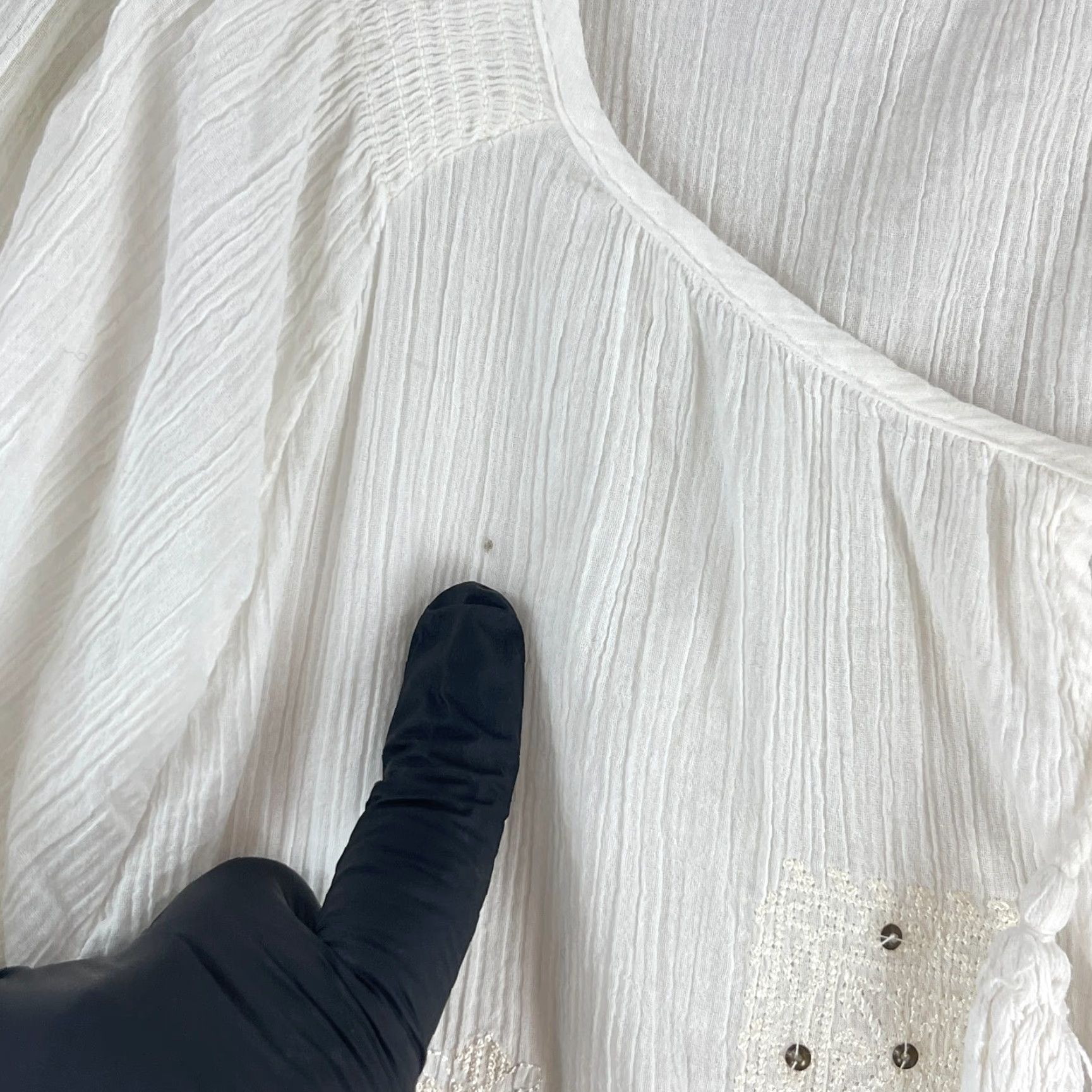Joie Joie Shirt Womens Large White Embroidered Crepe Boho Long Sleeve Pullover V-Neck Size L / US 10 / IT 46 - 6 Thumbnail