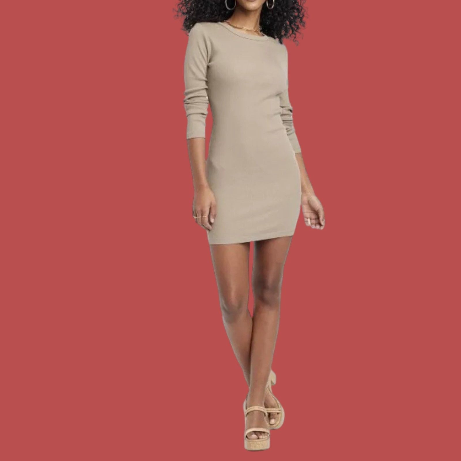 Other Universal Thread - Women's Long Sleeve Ribbed Knit Bodycon D Size XL / US 12-14 / IT 48-50 - 1 Thumbnail
