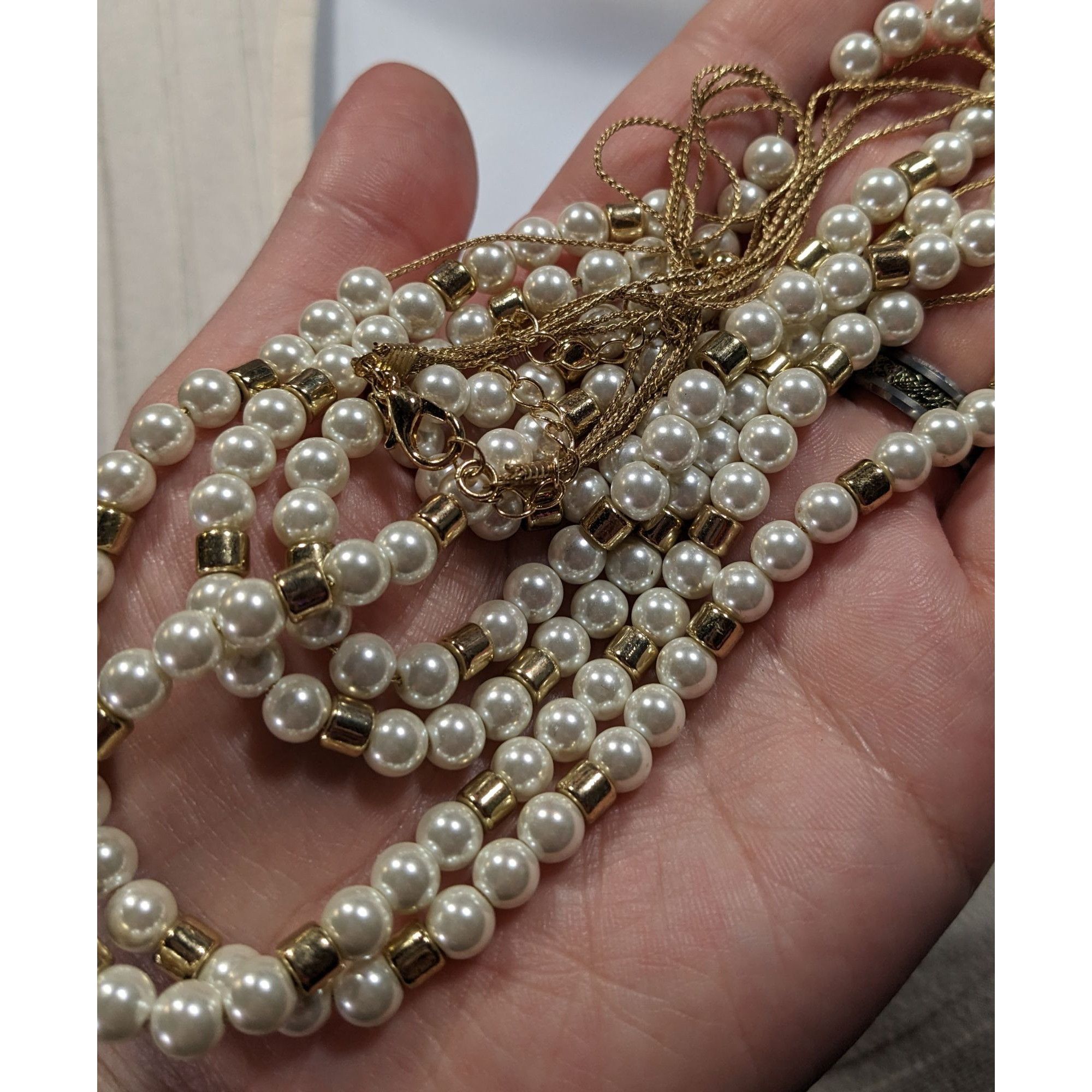 Other Elegant Glam Faux Pearl Gold Tone Beaded Layered Necklace Size ONE SIZE - 3 Thumbnail