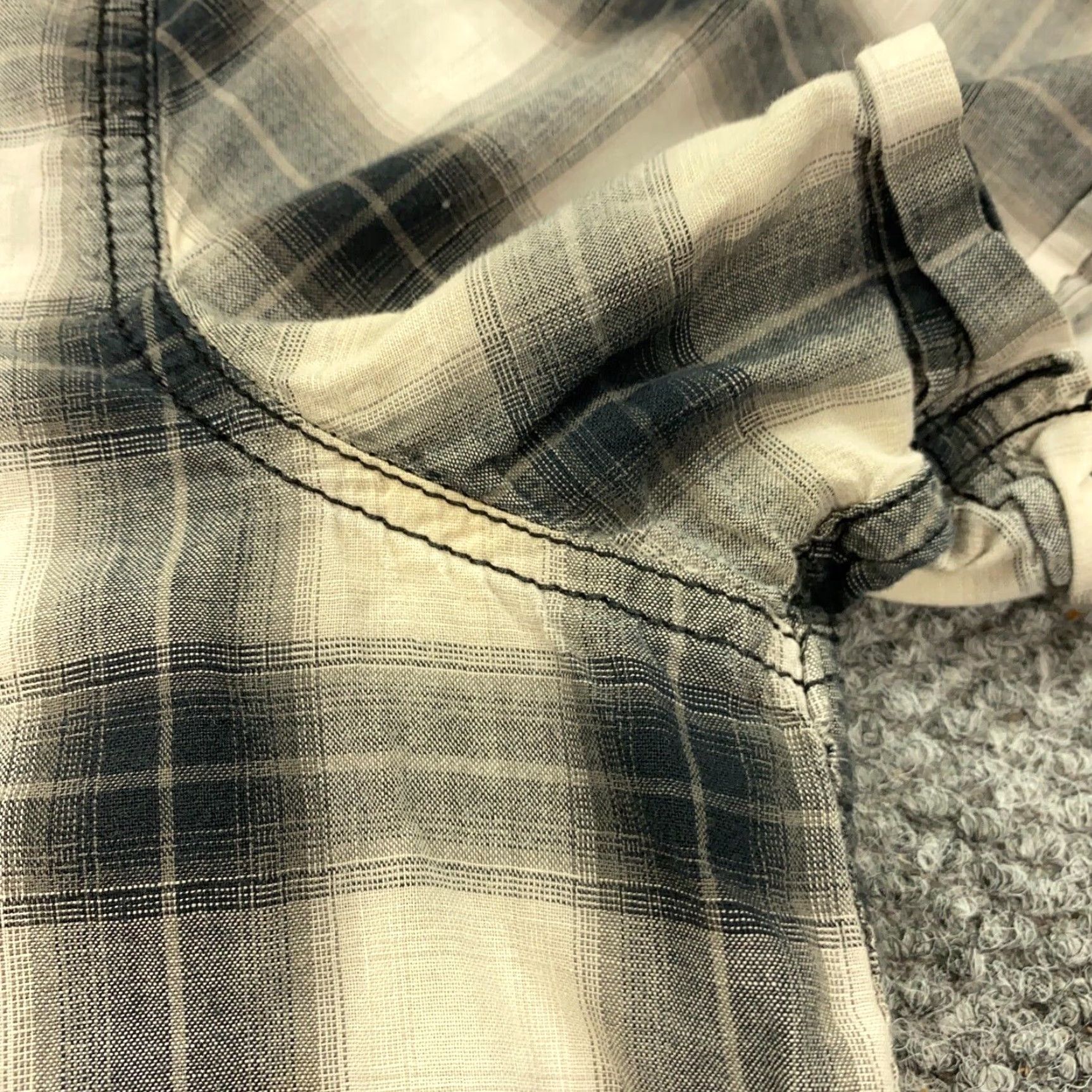 CO Vintage Roebuck & Co Shirt Mens L Gray Plaid Pearl Snap Cowboy Western Rodeo Size US L / EU 52-54 / 3 - 4 Thumbnail