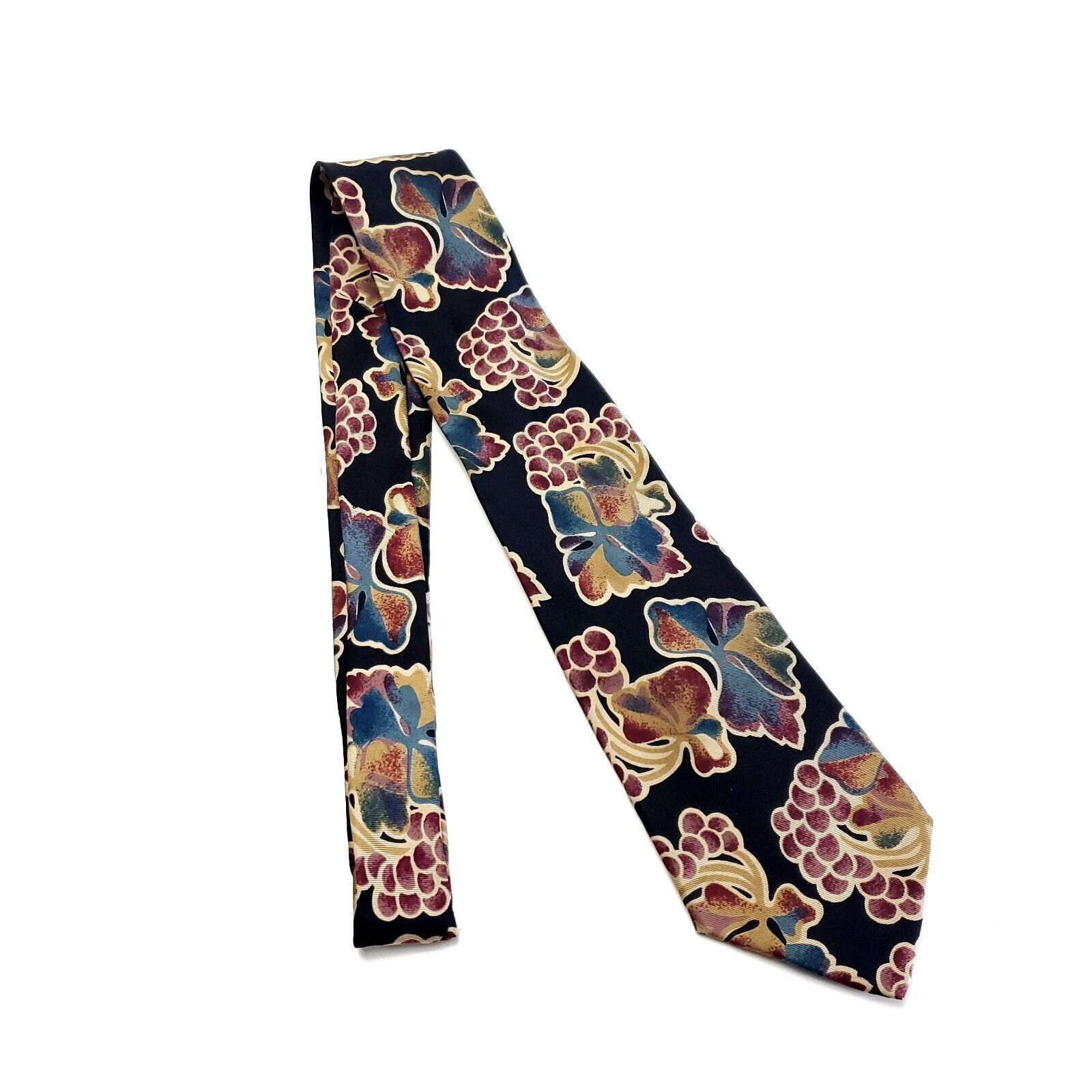 Designer Unbranded Silk Tie Print Black Floral Long Size ONE SIZE - 5 Thumbnail