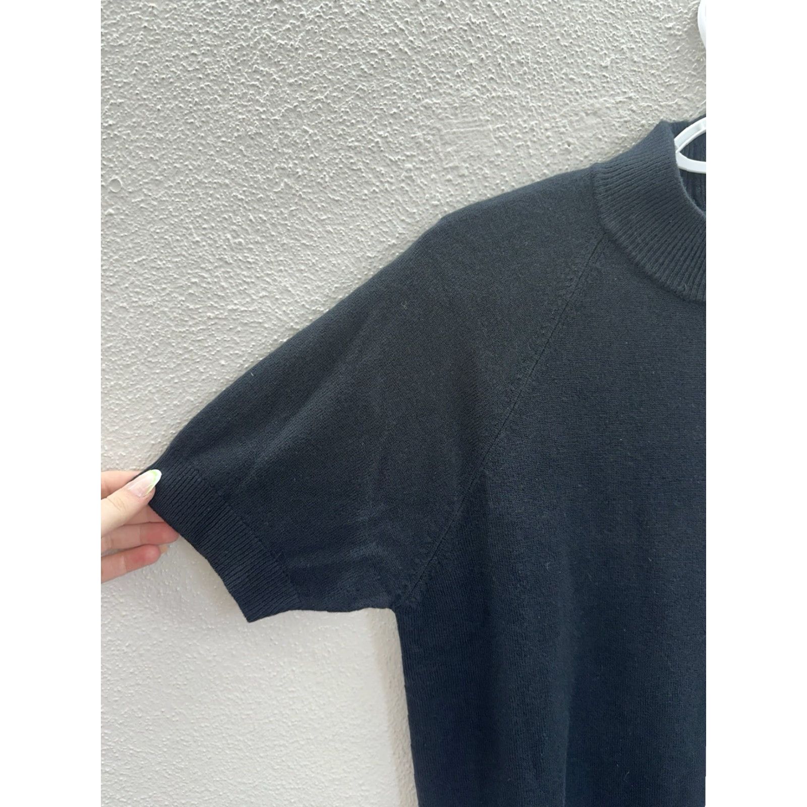 Essentials Drapers Essentials Sweater Womens Short Sleeve Mock Neck Knit NWTs Black S Pullover All Seasons 90s Vintage: No Size S / US 4 / IT 40 - 2 Thumbnail