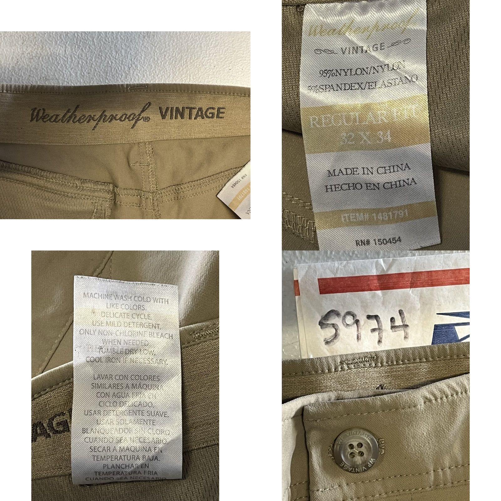 Weatherproof VINTAGE Weatherproof Pants Mens 32x34 Tan Regular Fit Nylon Spandex Chino All Season See Pics Mens Size US 32 / EU 48 - 9 Thumbnail